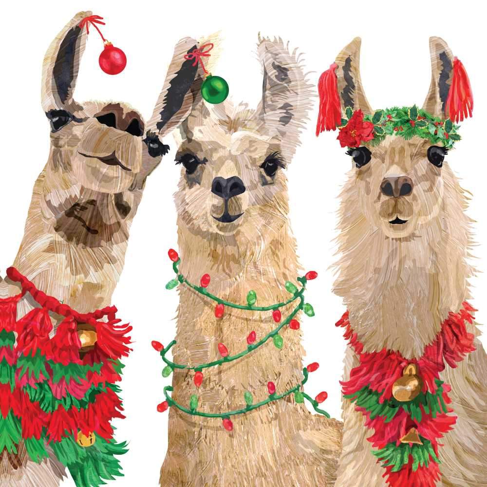 Beverage Napkin - Merry Llamas