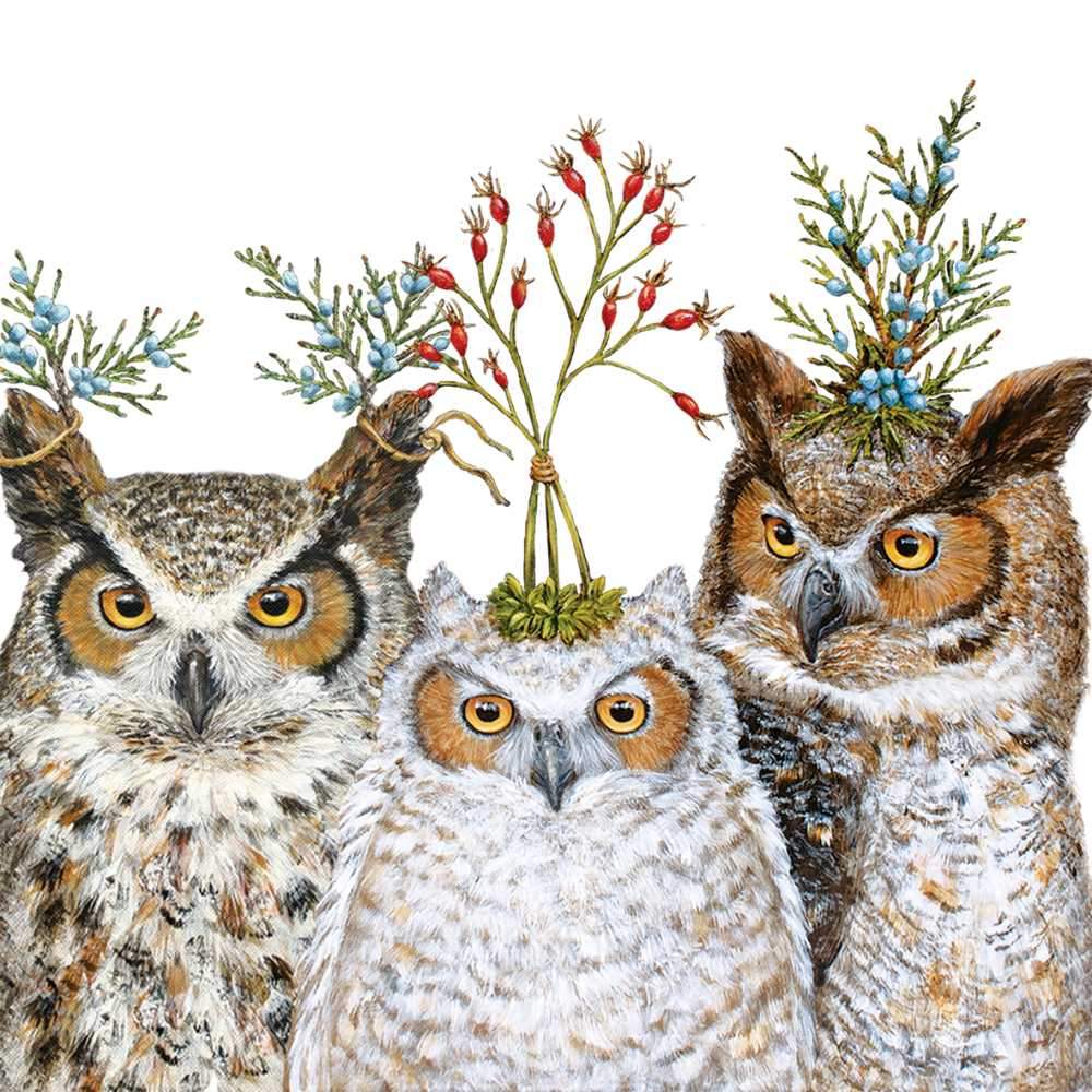 Beverage Napkin - Holiday Hoot