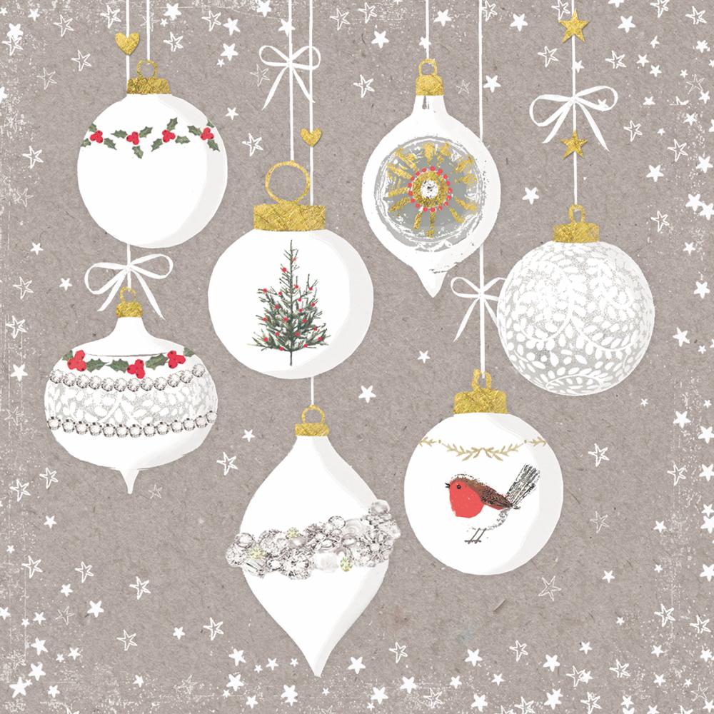 Beverage Napkin - Ornaments and Snow