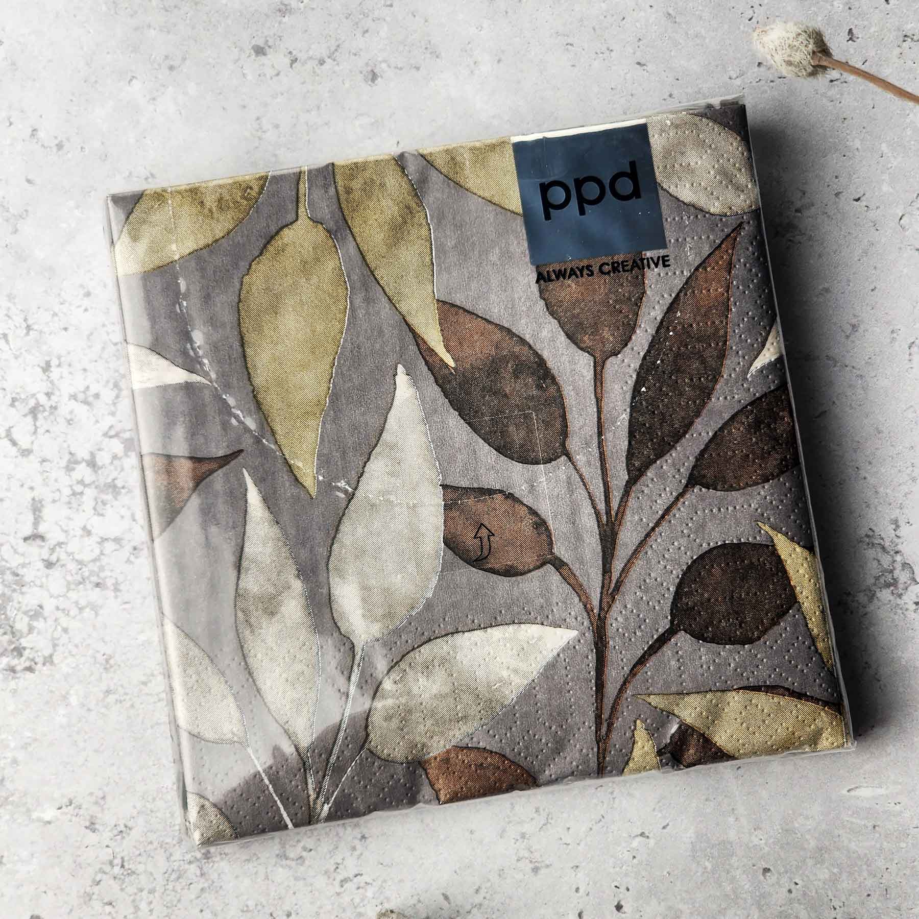 Beverage Napkin - Scandic Leaves Brown