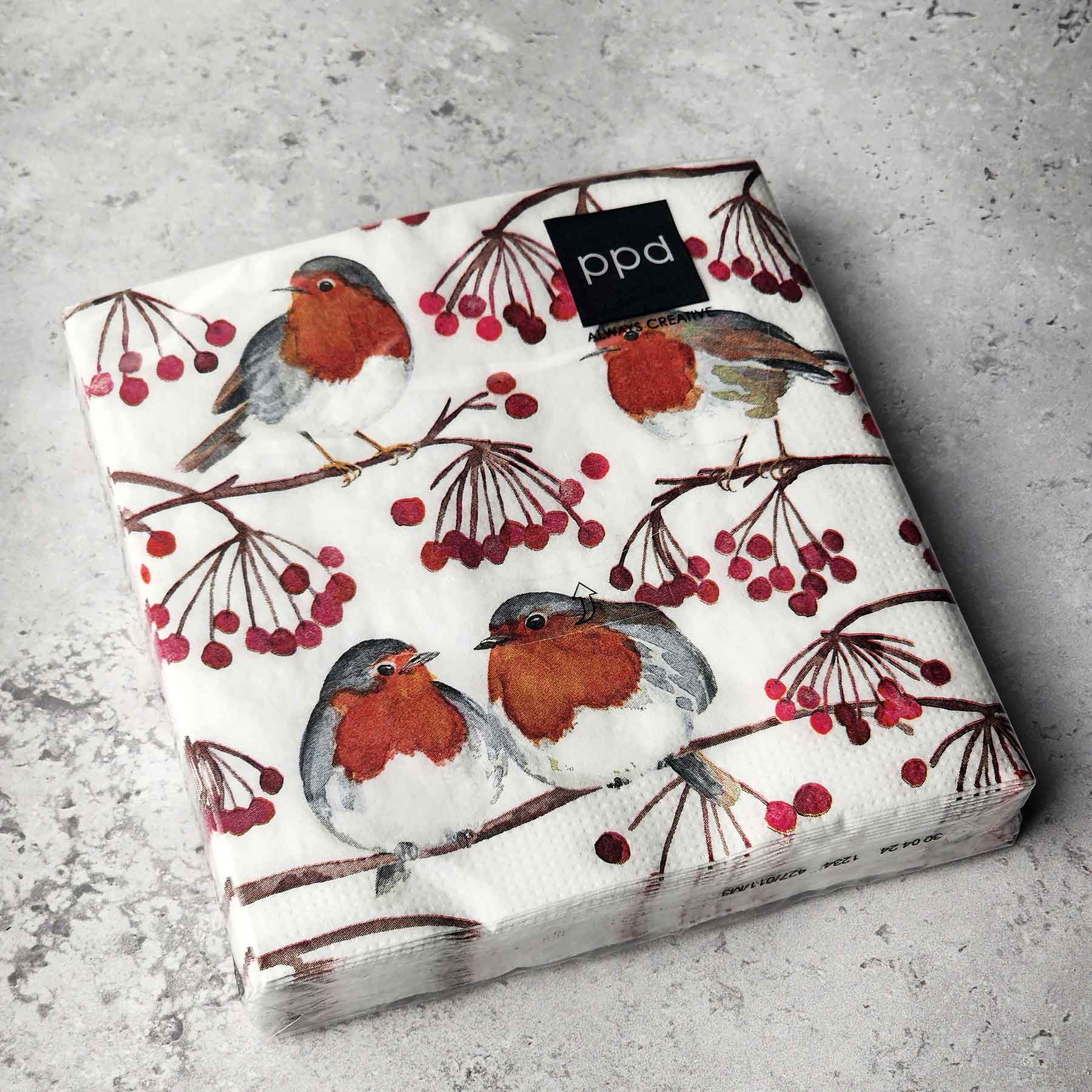Beverage Napkin - Birds & Berries