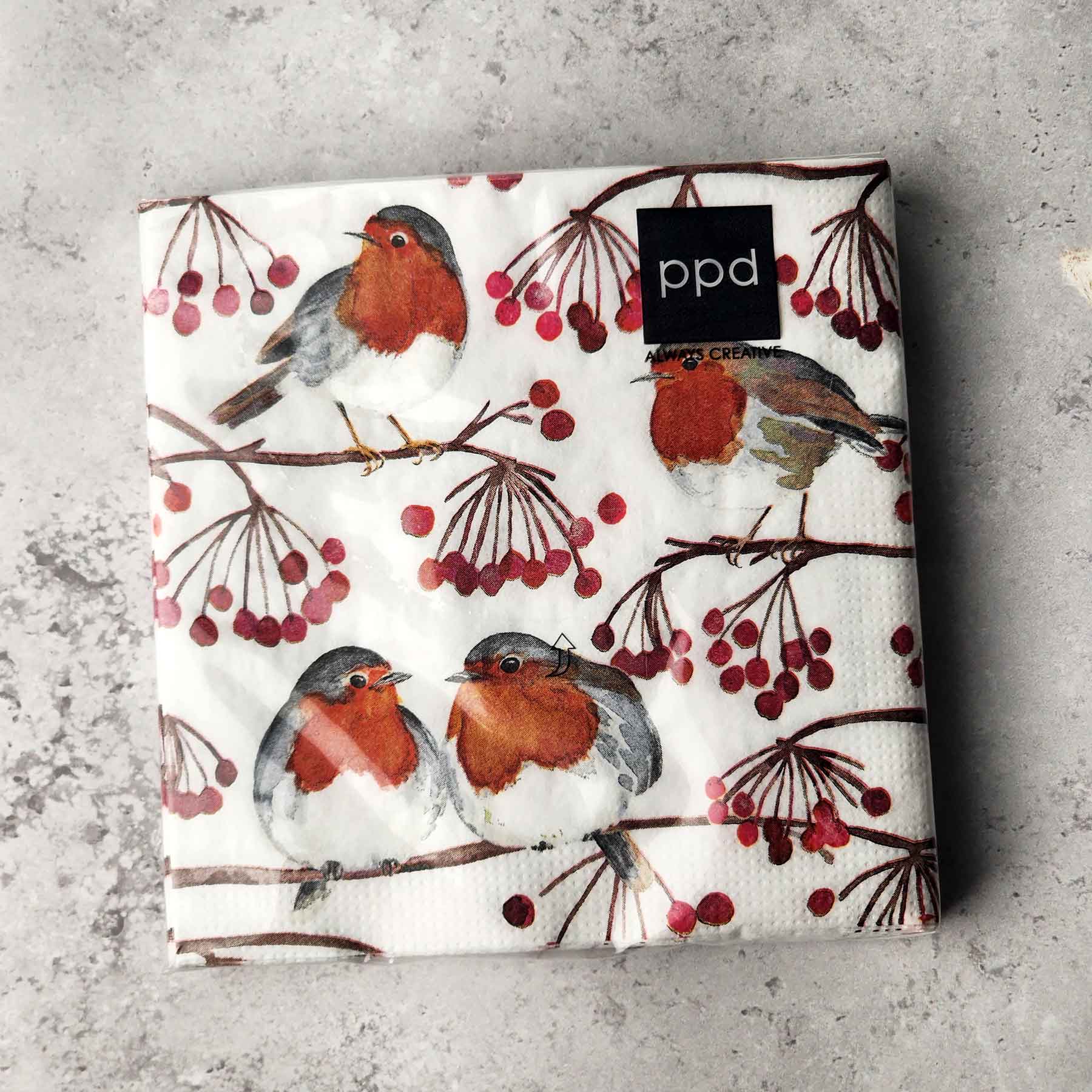 Beverage Napkin - Birds & Berries