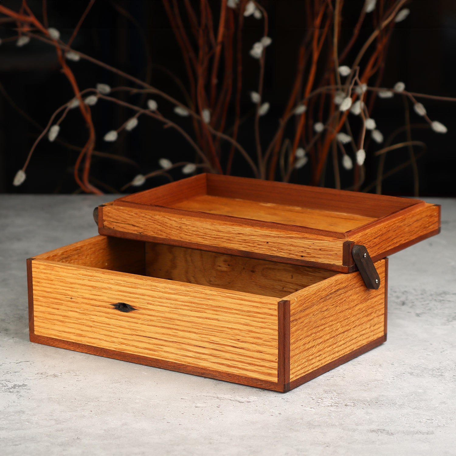 Large Red Oak Keepsake Box