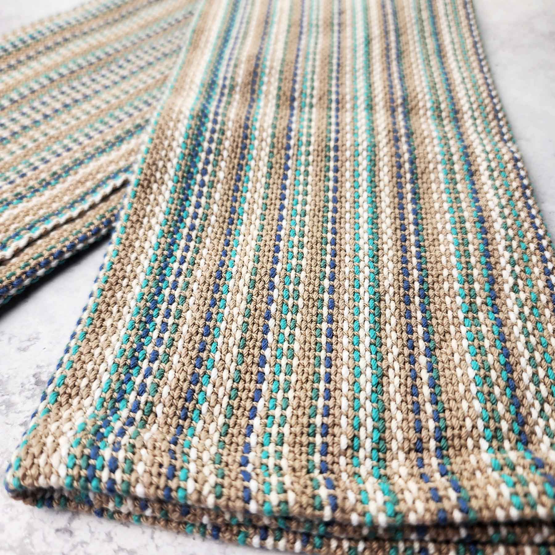 Woven Kitchen Towel; Teal/Neutrals