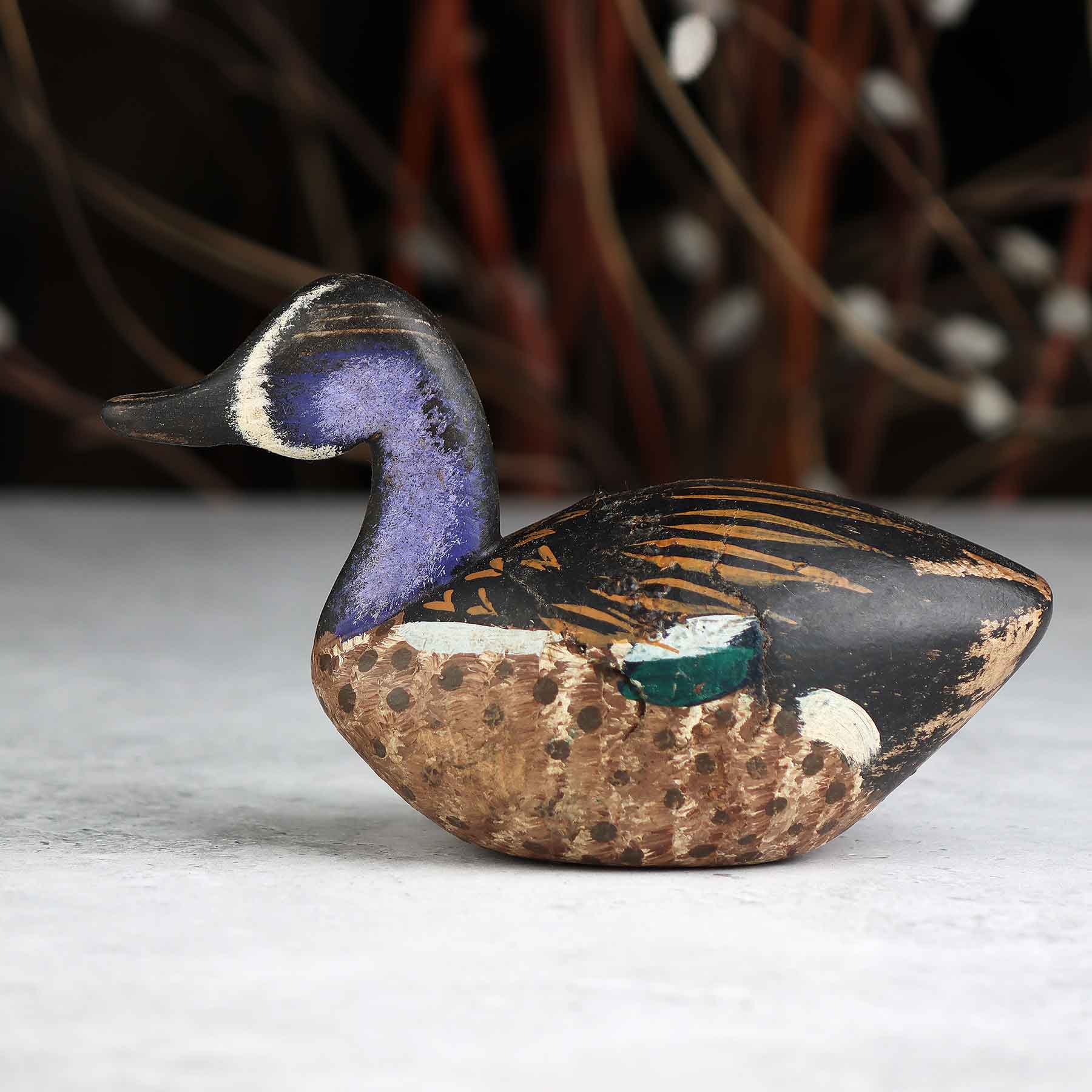 Mini Painted Elm Blue Neck Decoy