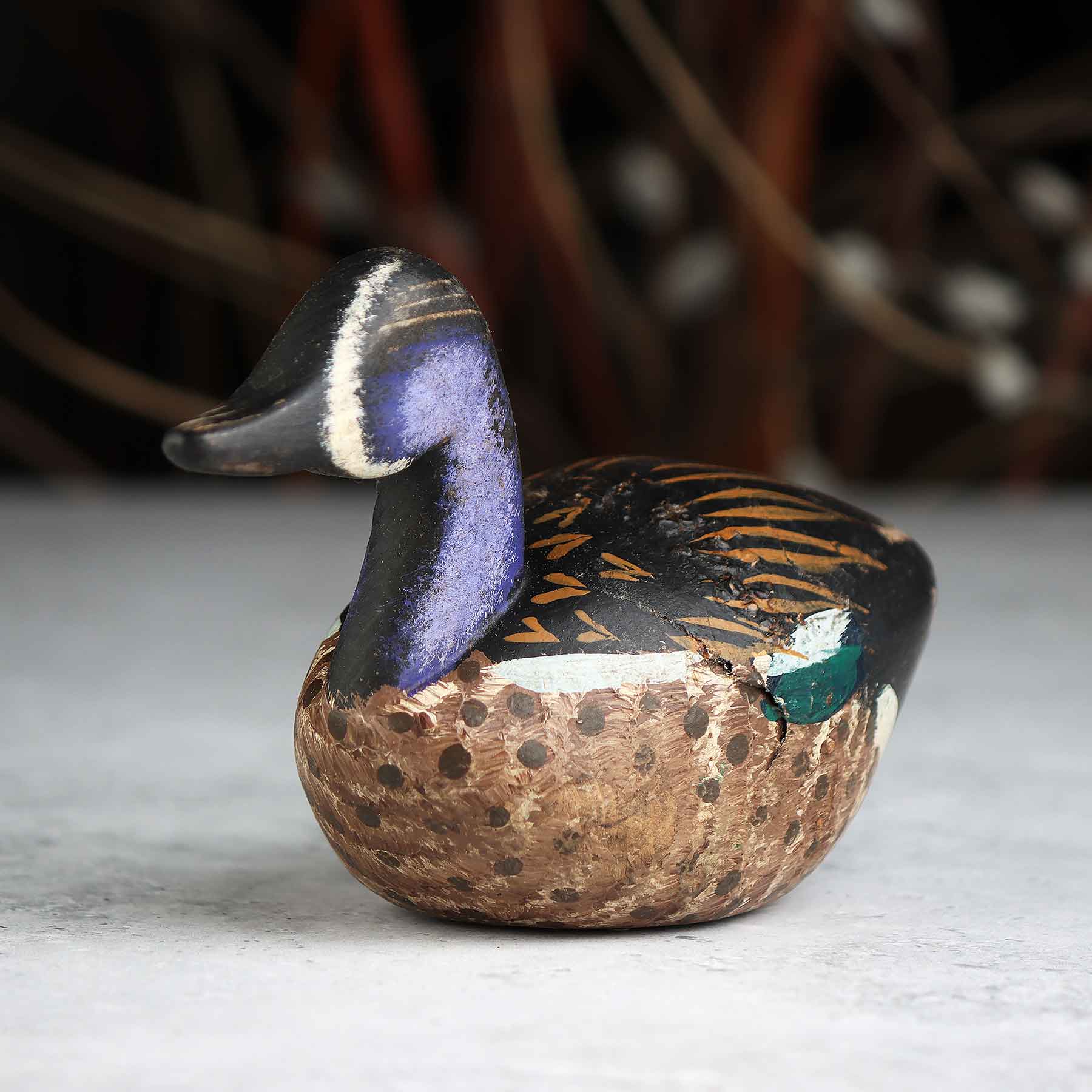 Mini Painted Elm Blue Neck Decoy
