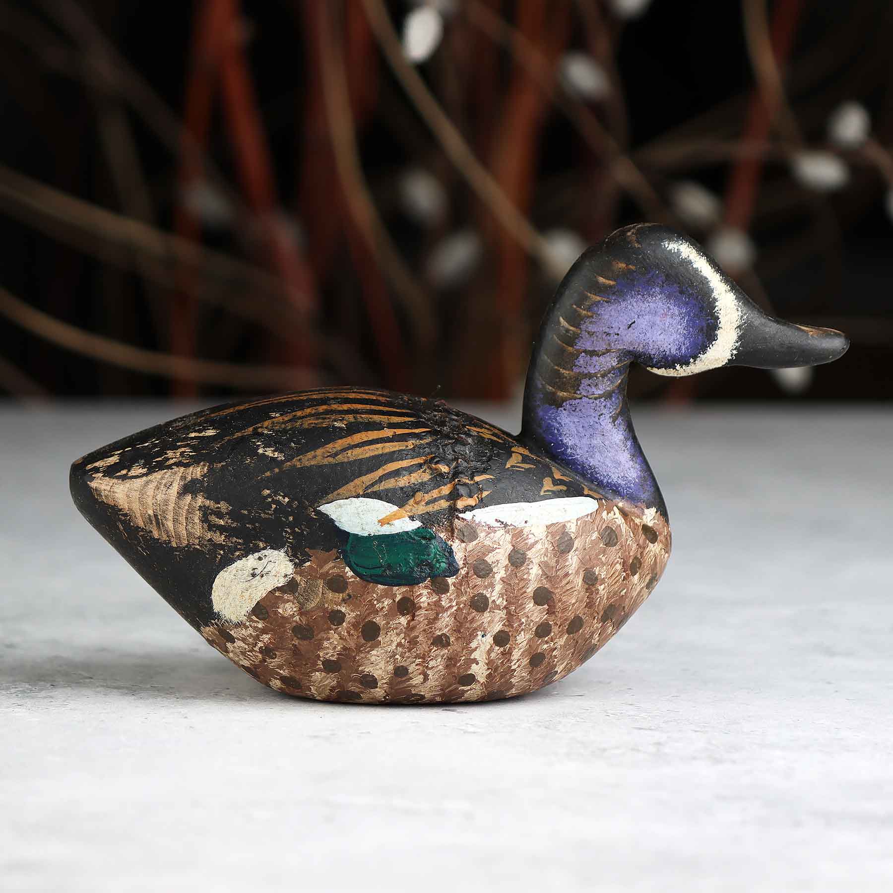 Mini Painted Elm Blue Neck Decoy