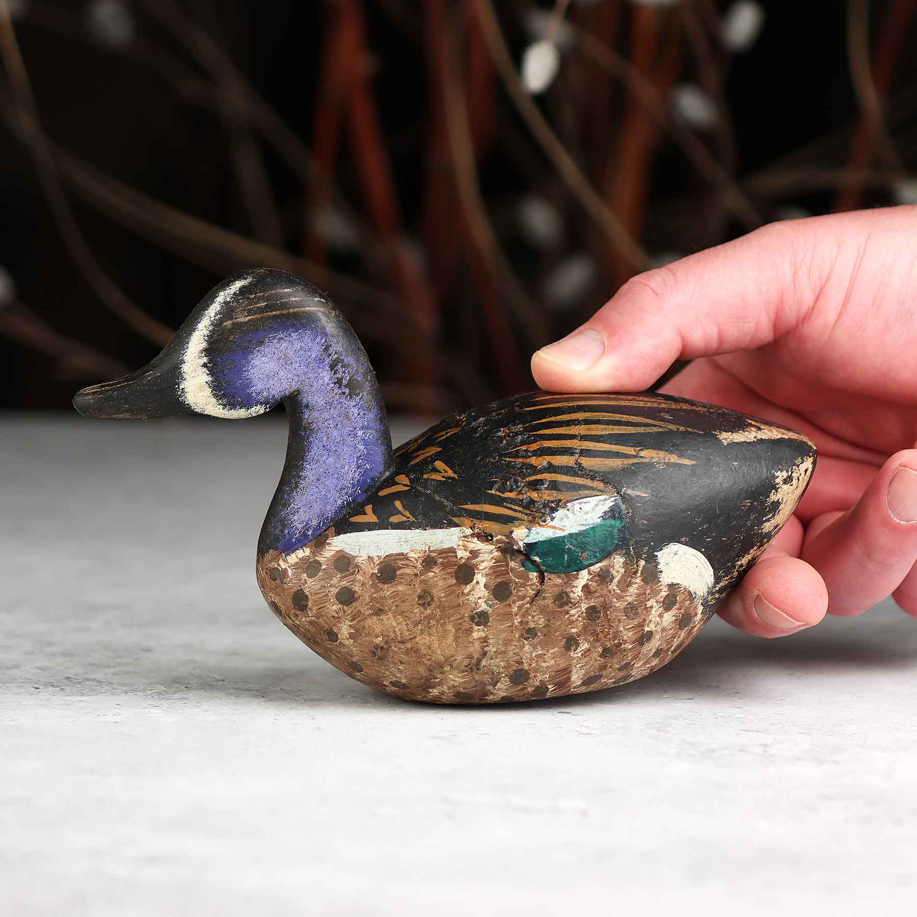 Mini Painted Elm Blue Neck Decoy