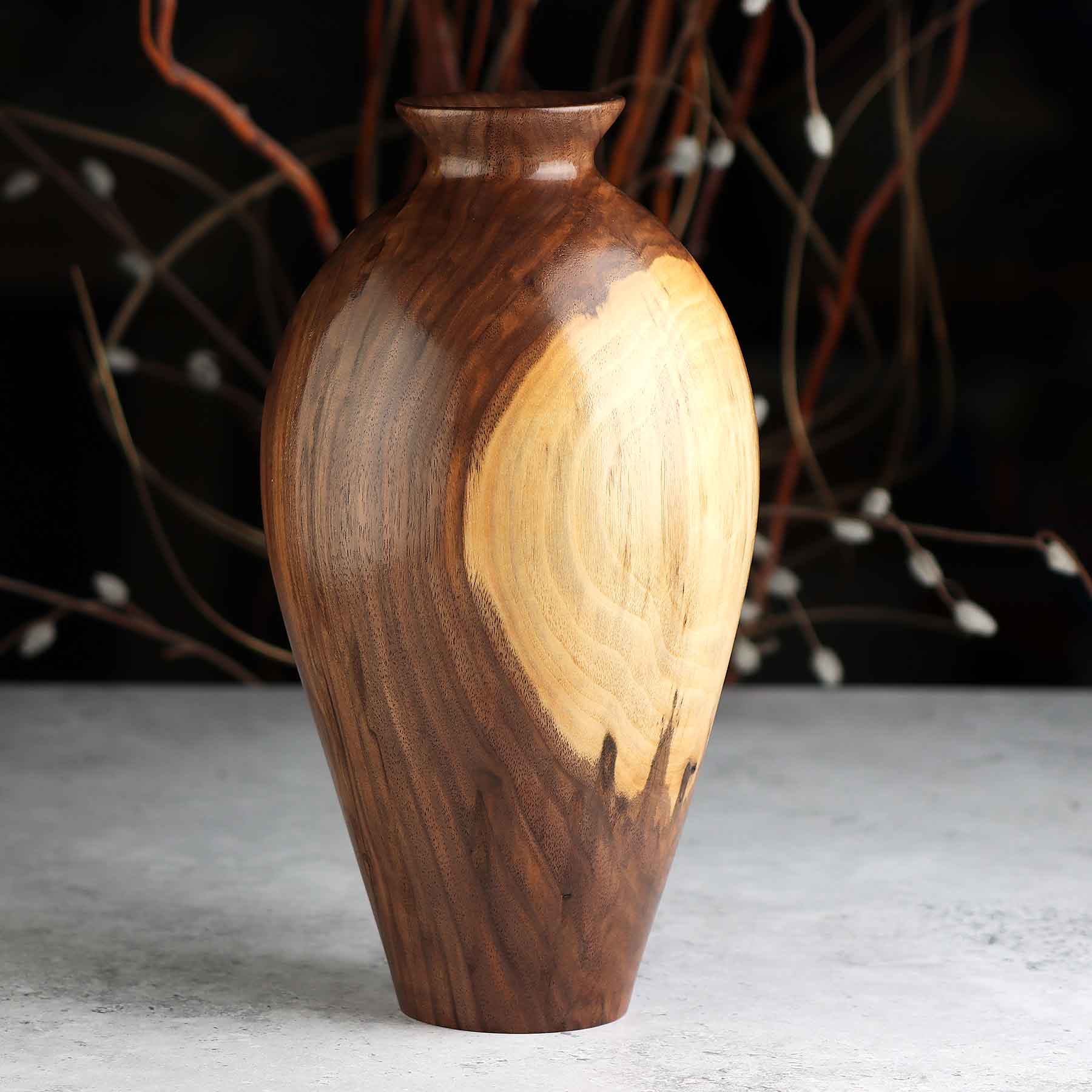 Tall Walnut Vase