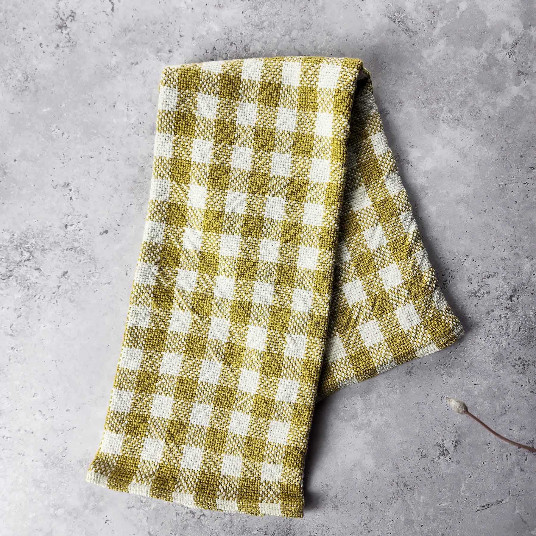 Handmade Towel; Chartreuse/Color Checker