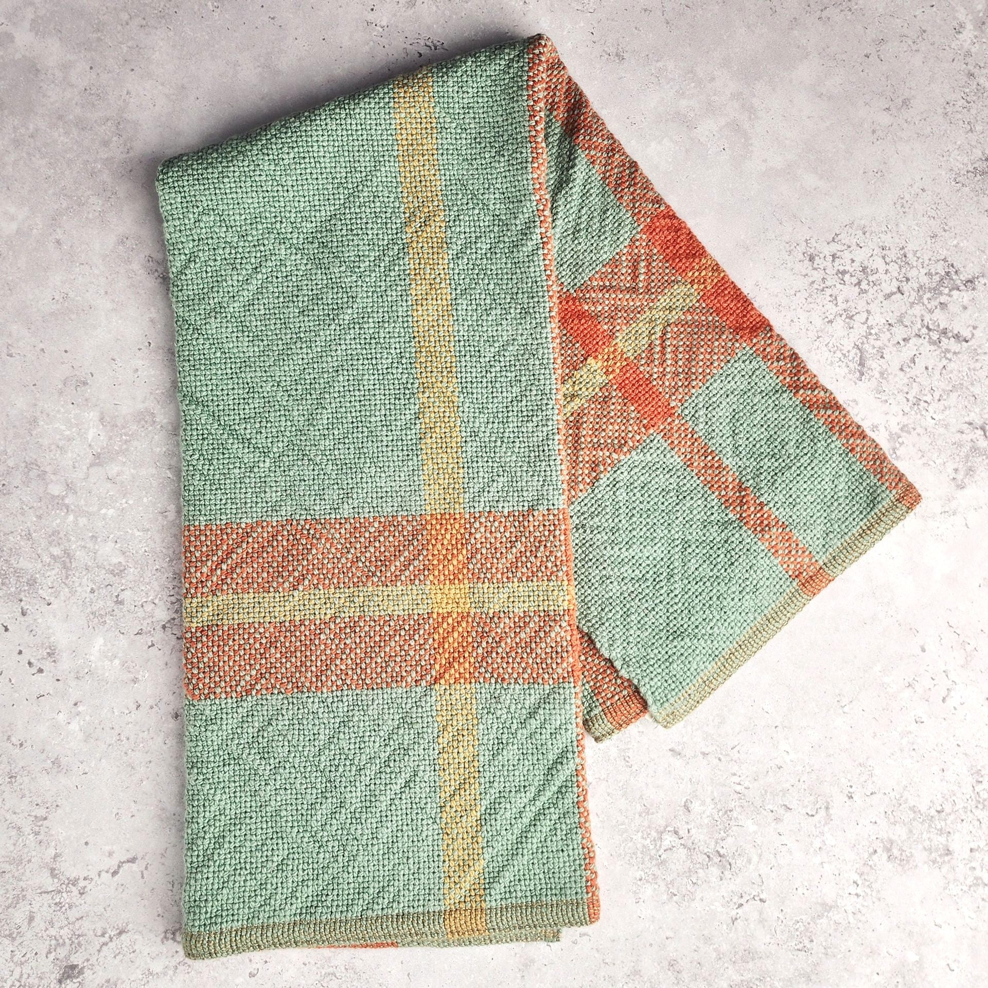 Teal & Orange Handmade Towel
