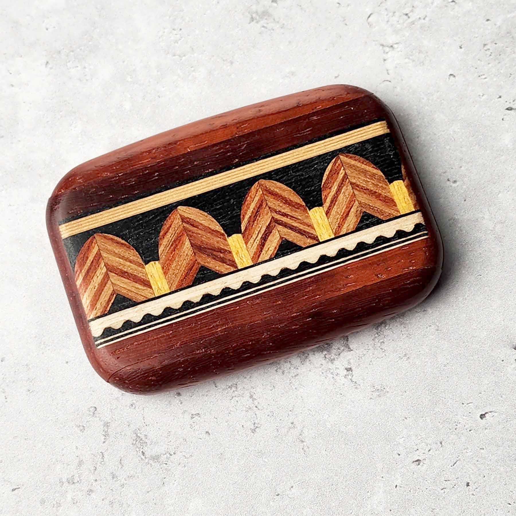 Padauk Secret Mirror Box- Zig Zag Inlay