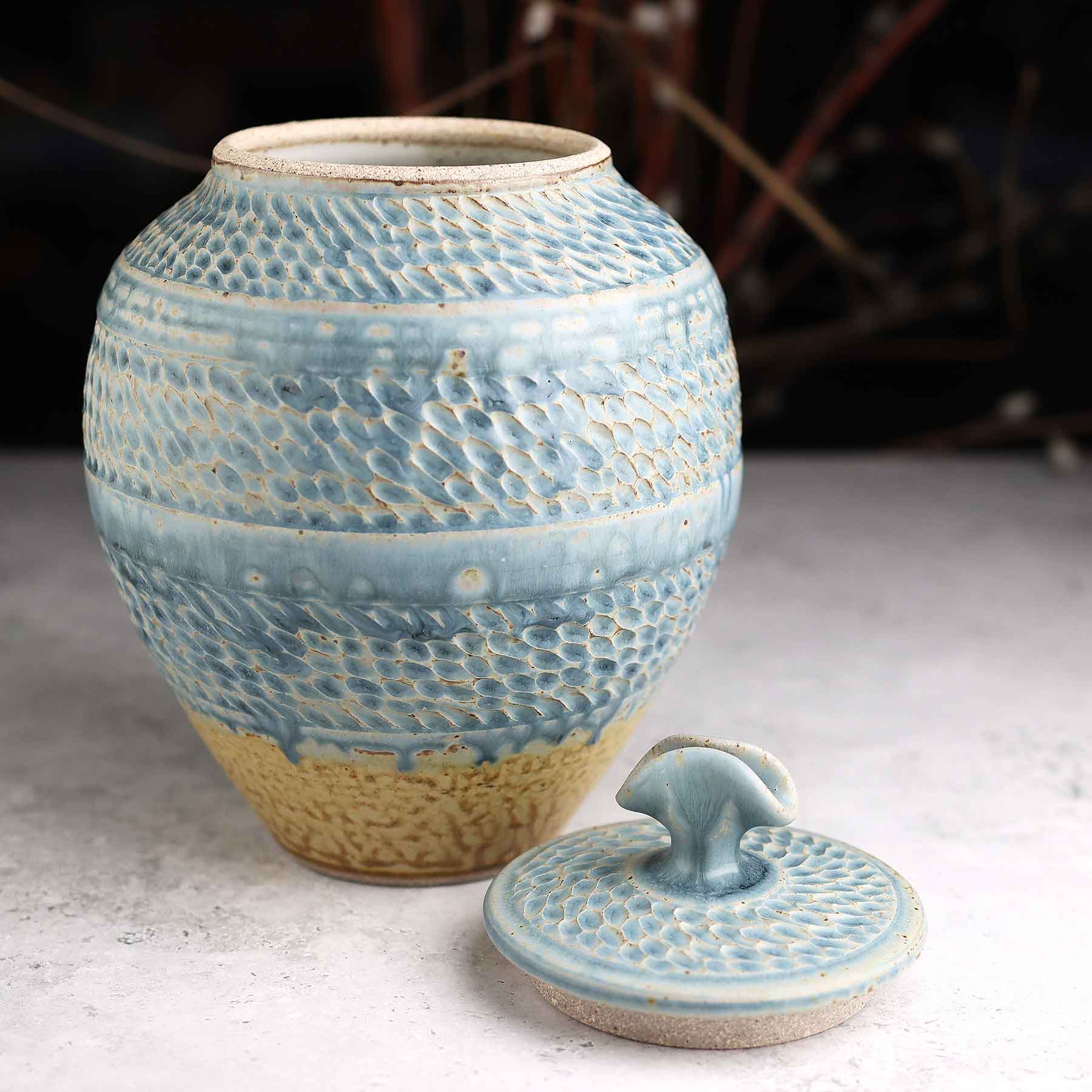 Light Blue Ash Lidded Jar
