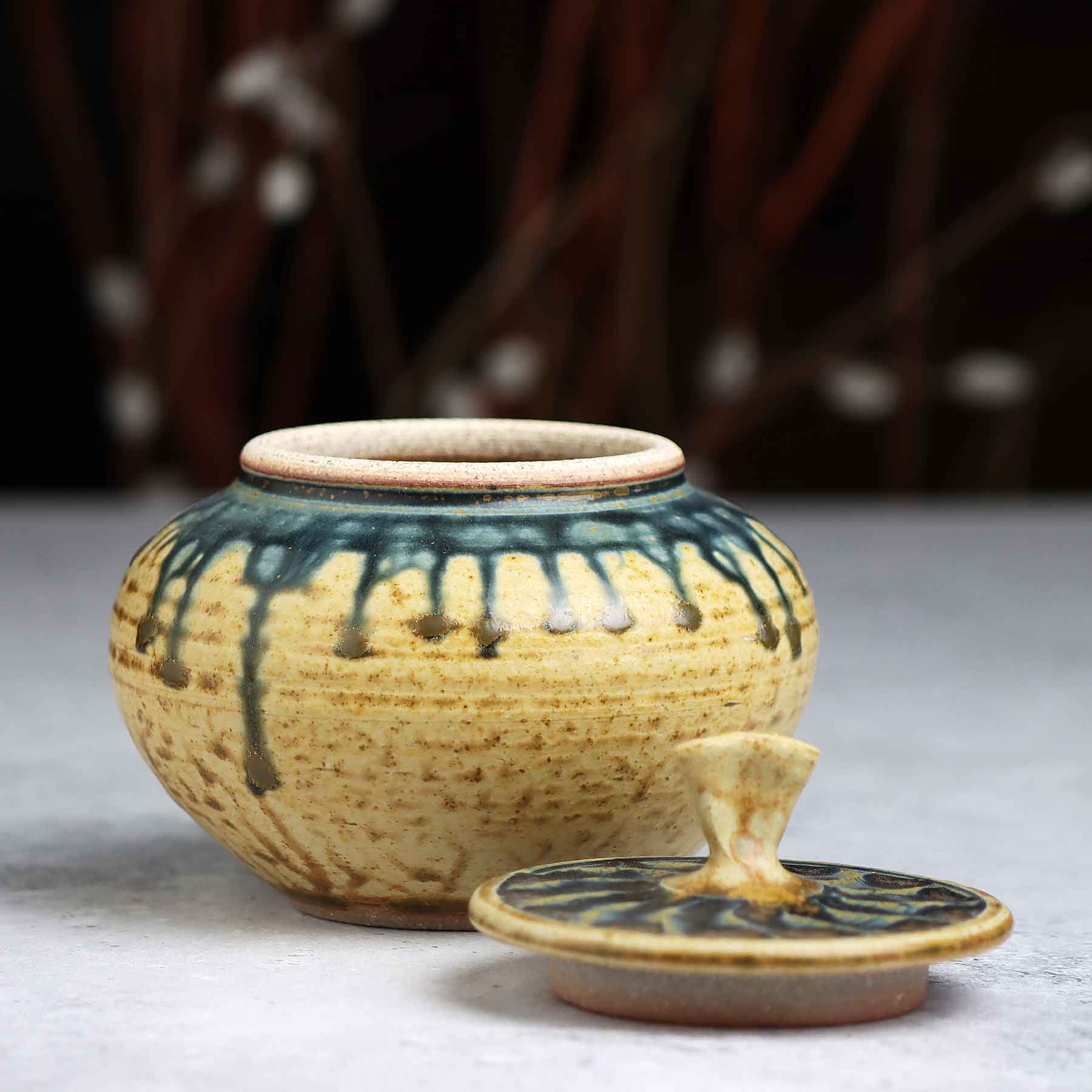 Small Jar w/Carved Top