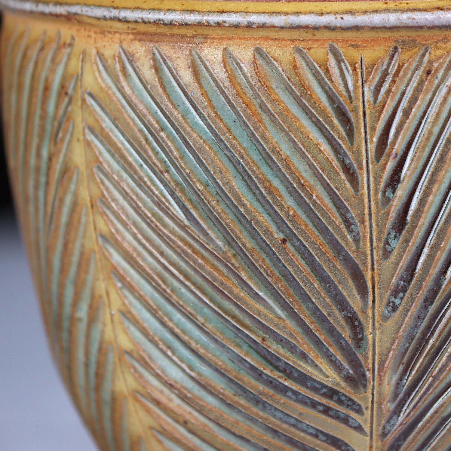 Small Yellow Carved Canister
