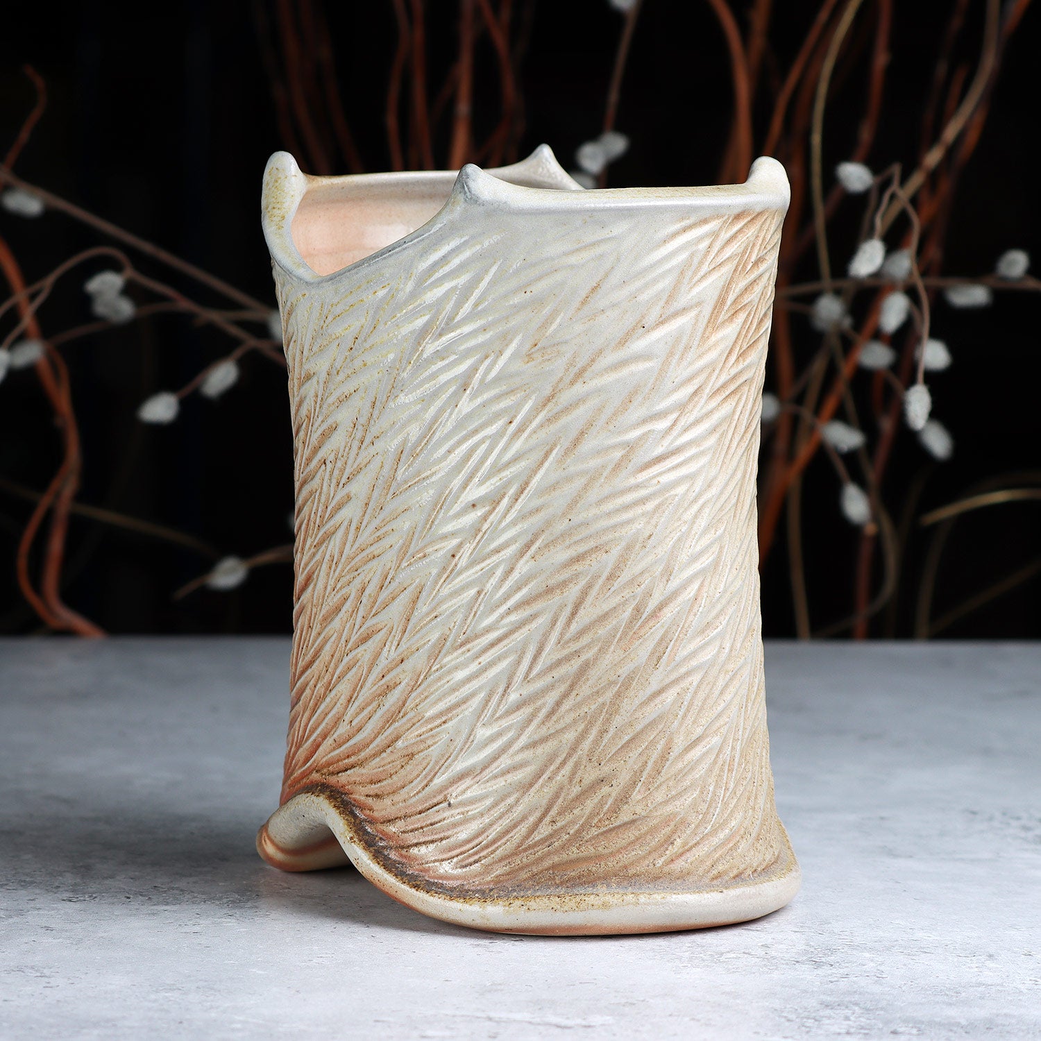Soda Fired Oval Vase
