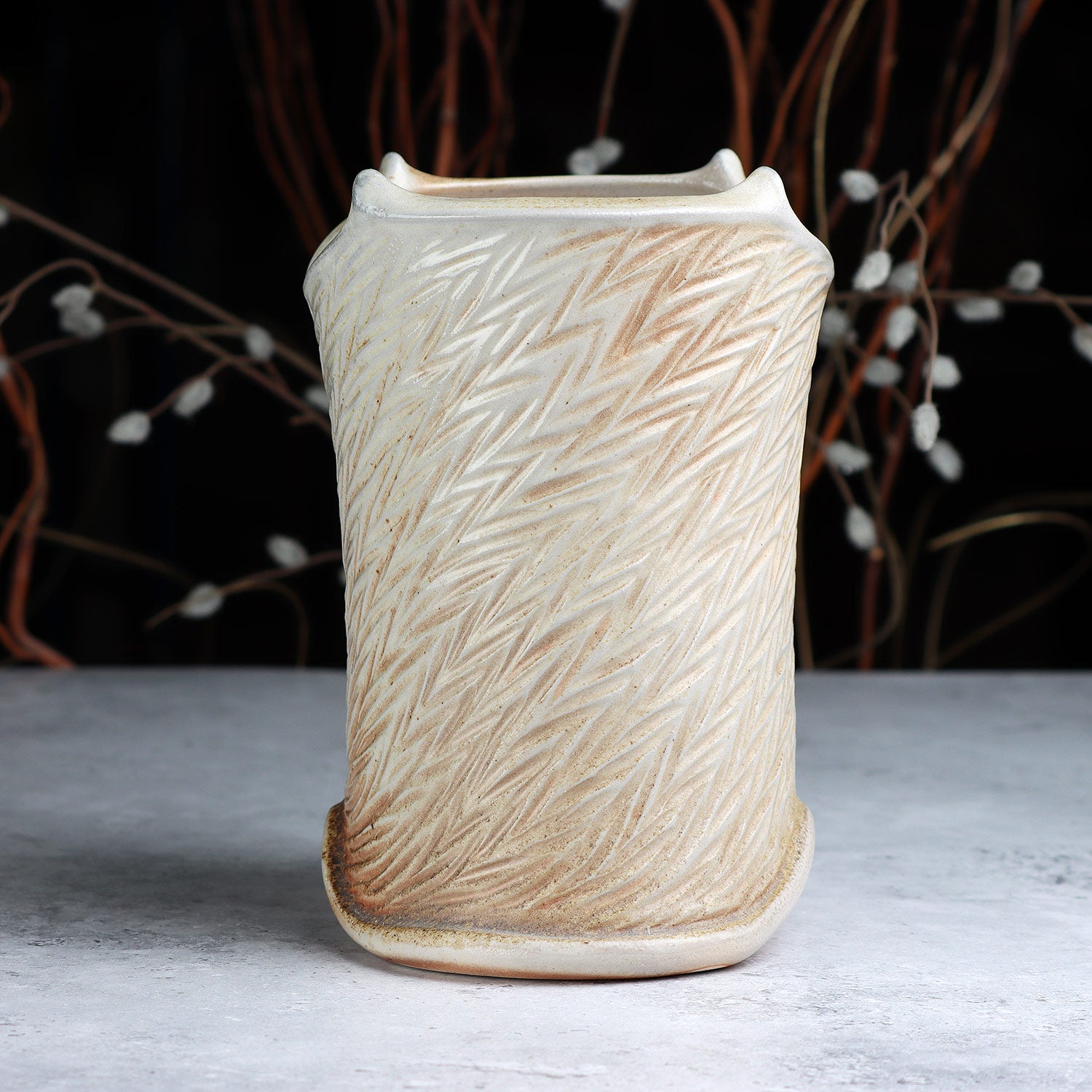 Soda Fired Oval Vase