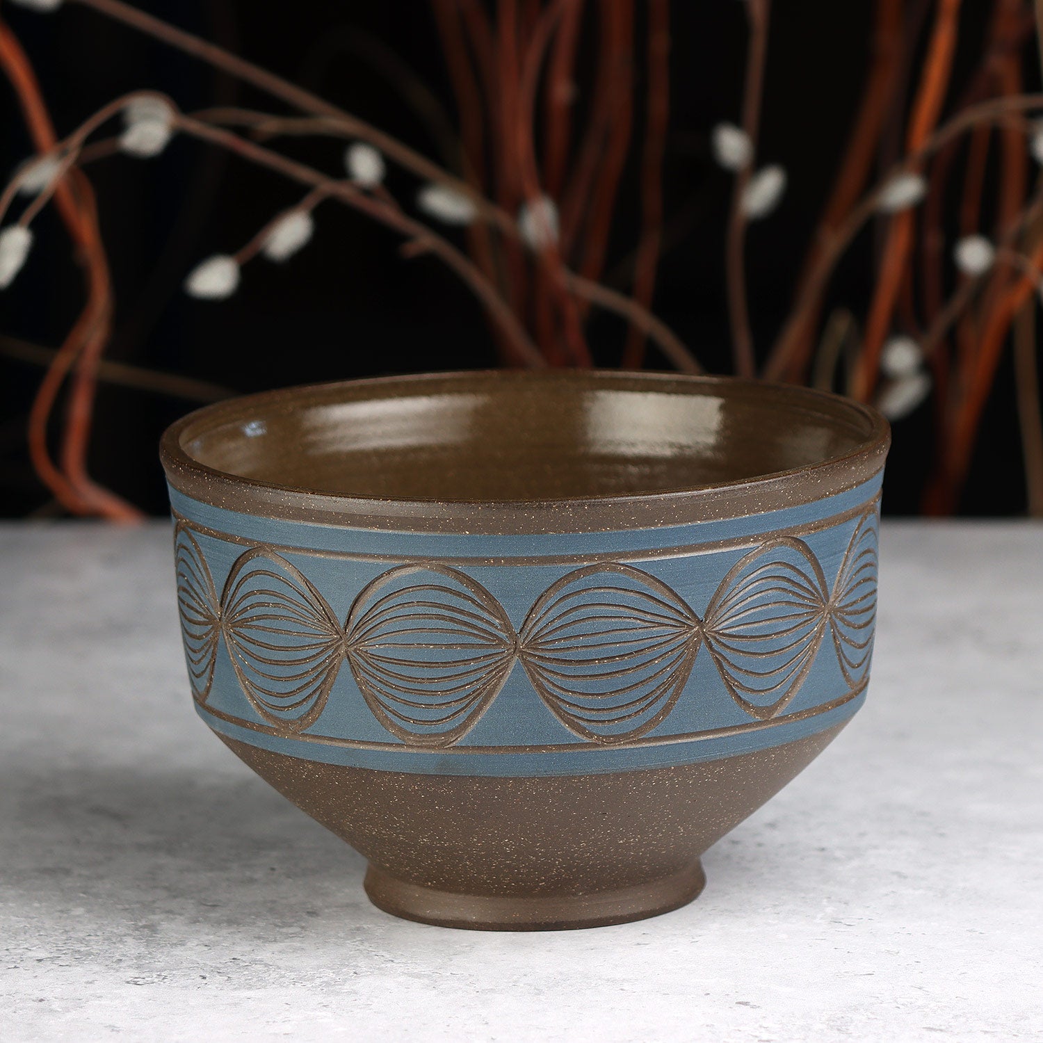 Carved Blue Bowl