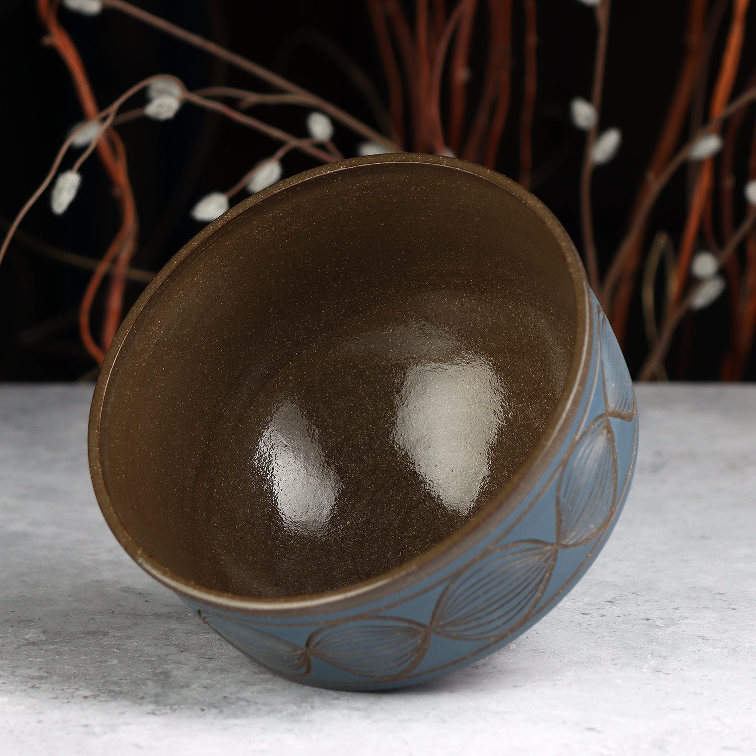 Carved Blue Bowl