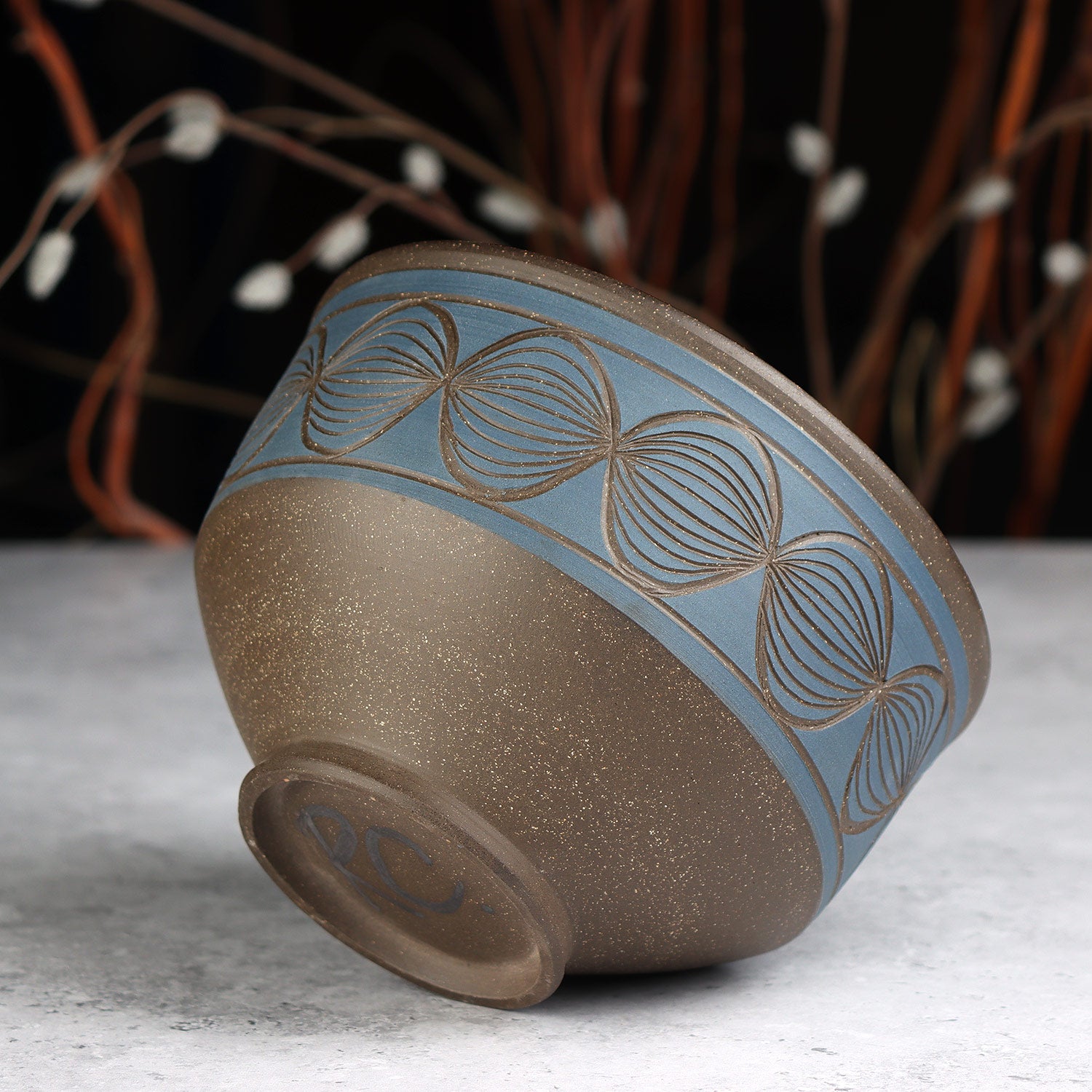 Carved Blue Bowl