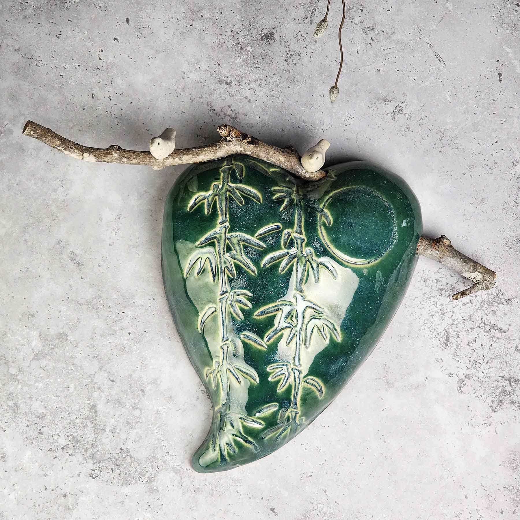 13" Wall Heart With Bamboo Design