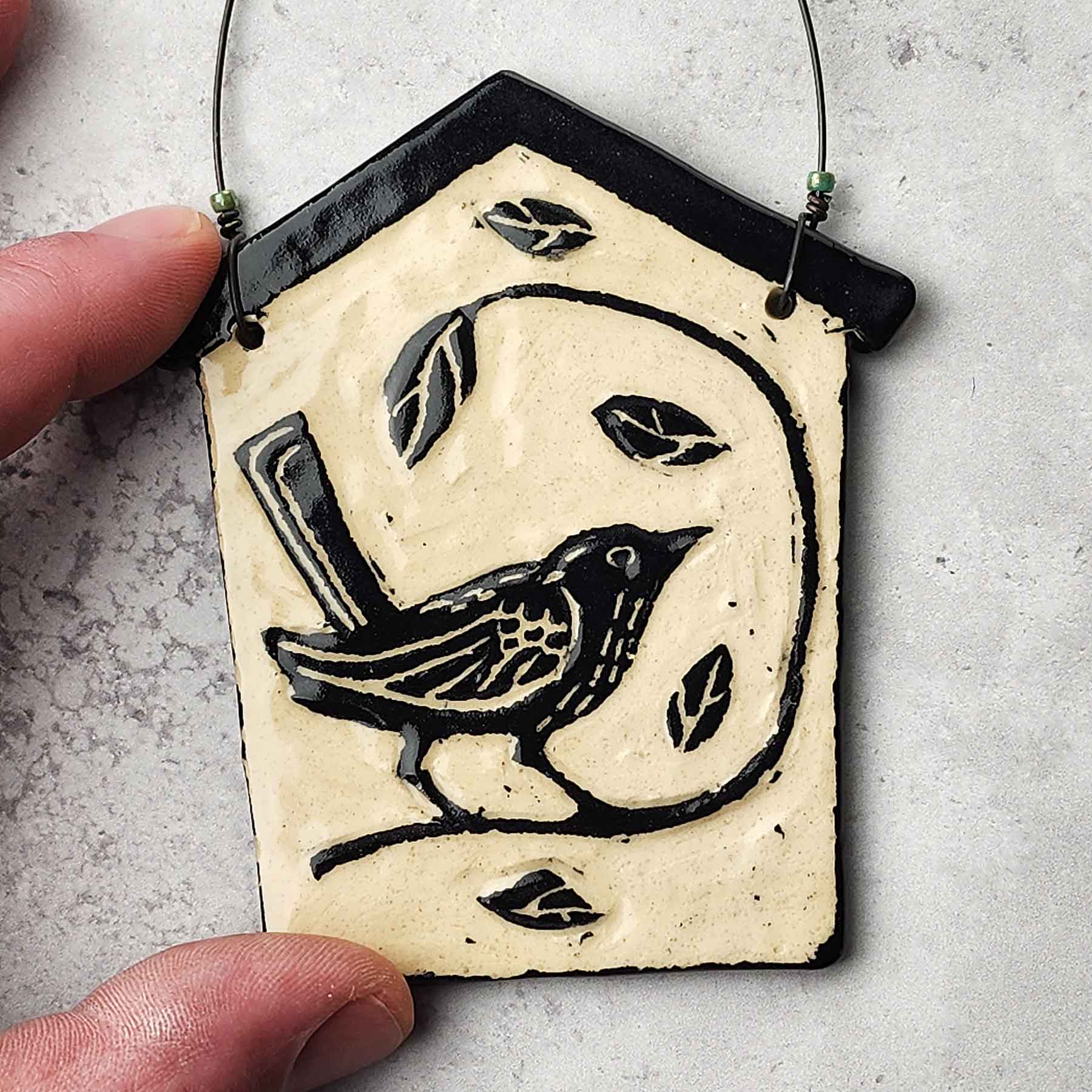 Sgraffito Birdhouse Wall Art, Wren