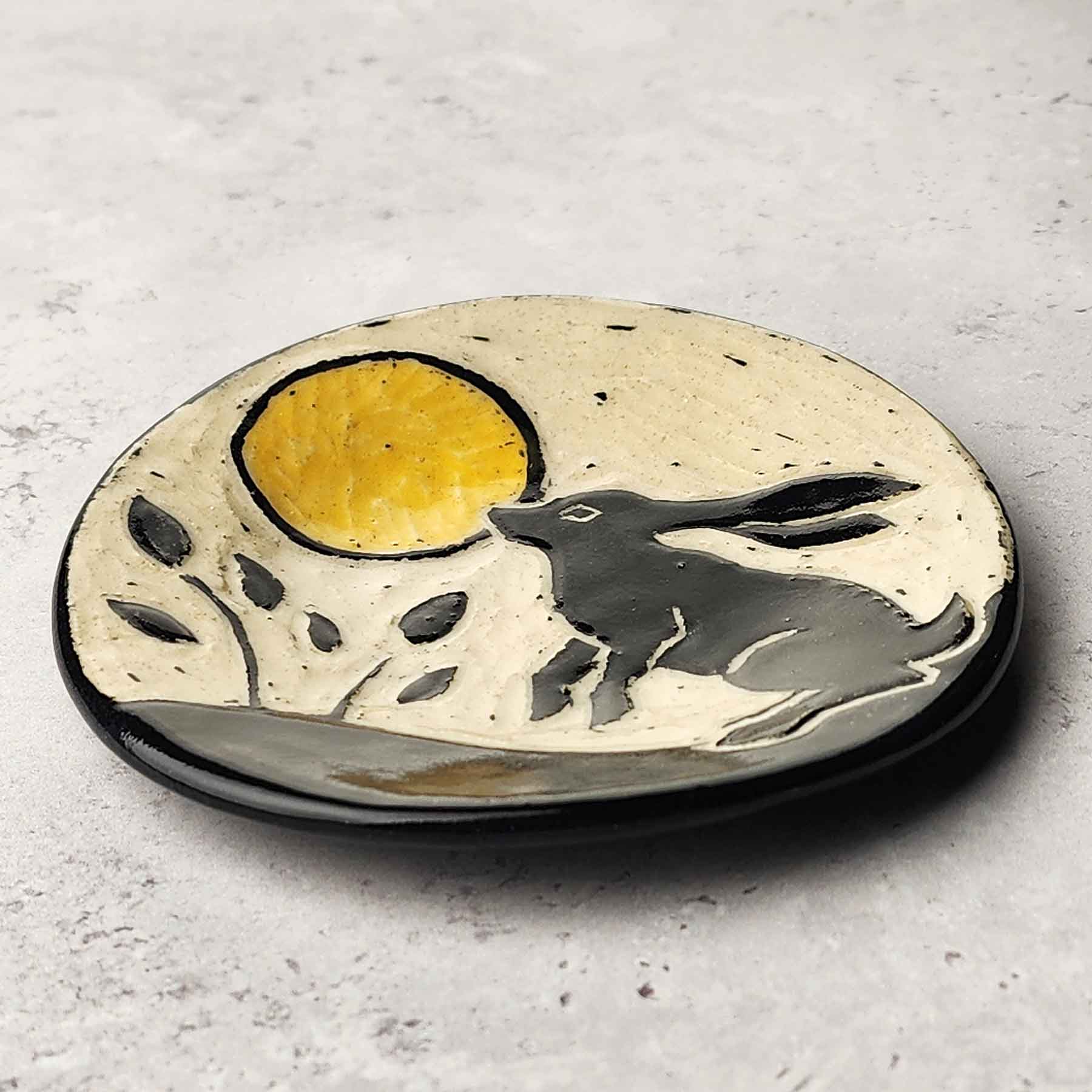 Sgraffito 4" Bowl With Hare & Moon
