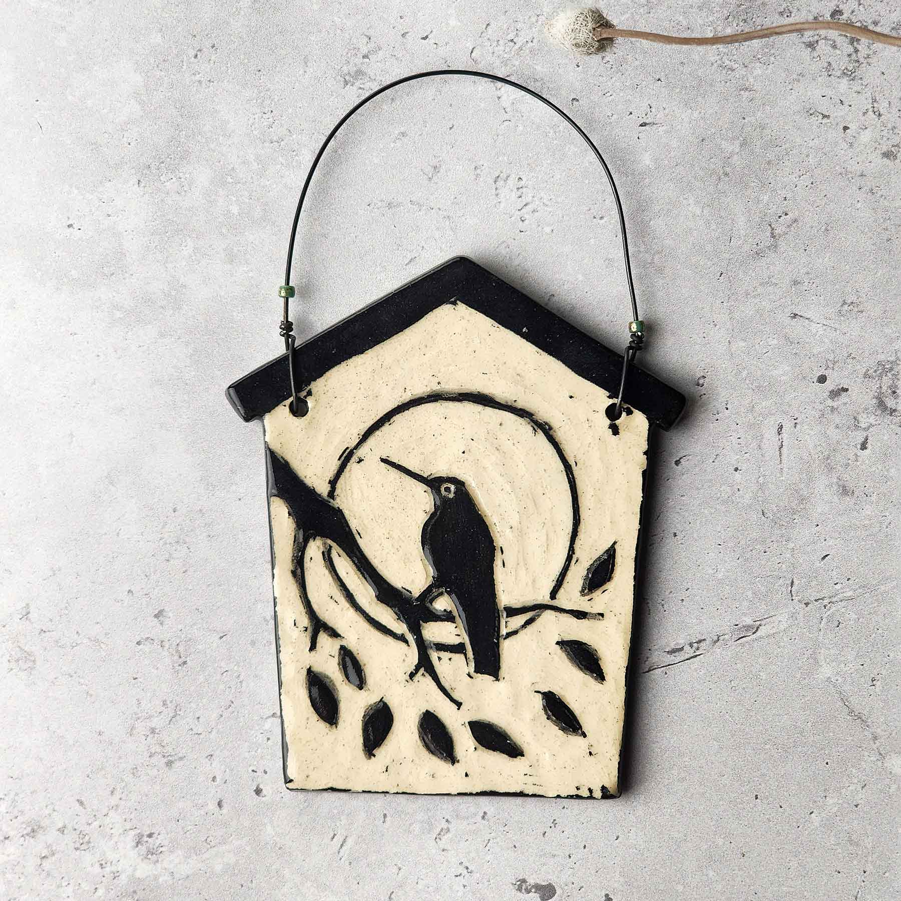Sgraffito Birdhouse With Hummingbird