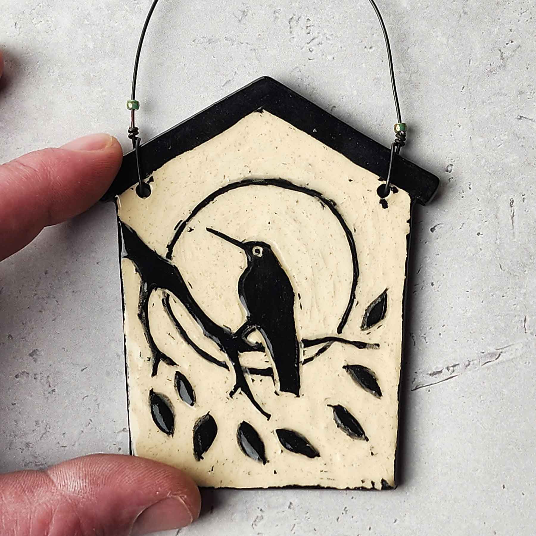 Sgraffito Birdhouse With Hummingbird