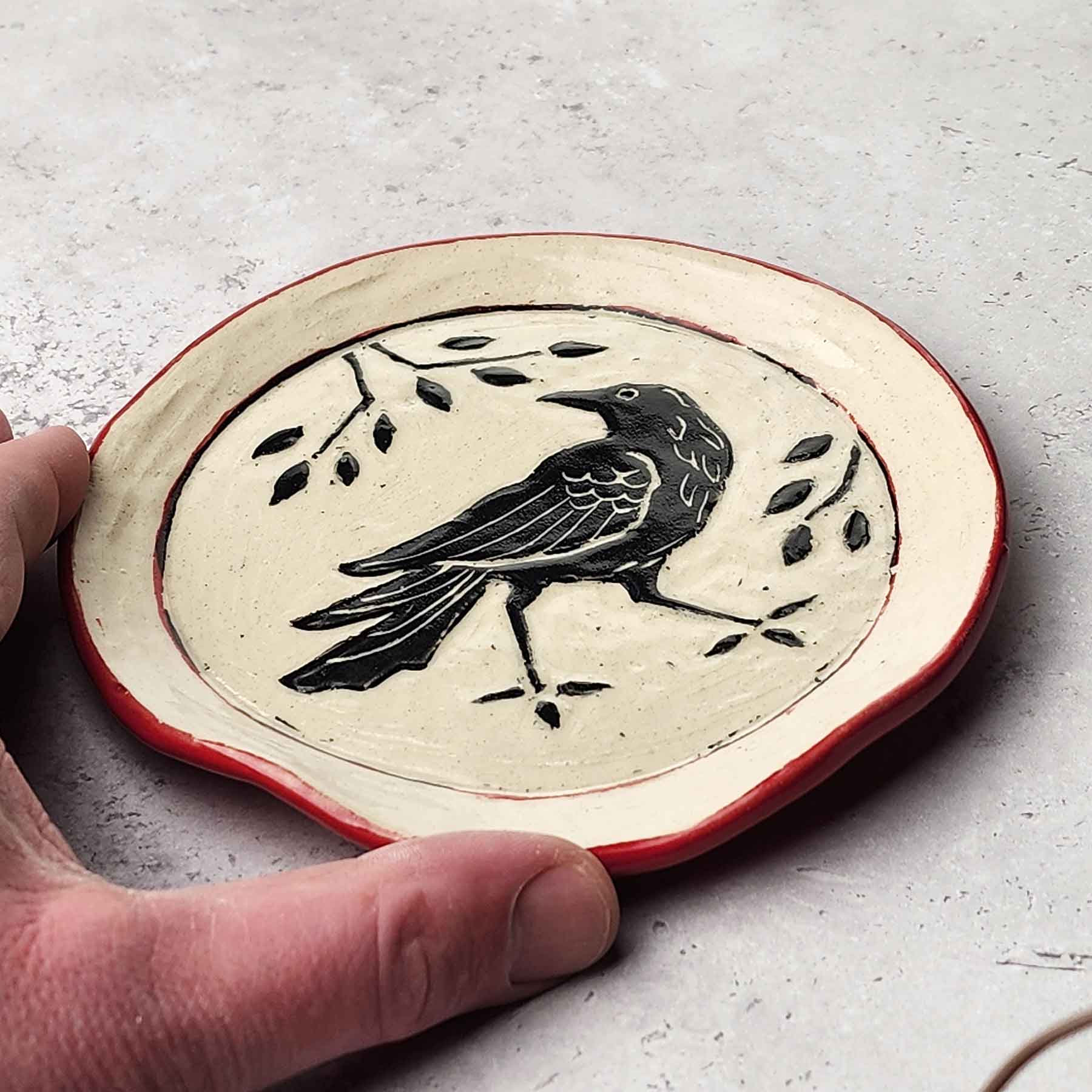 Spoon Rest With Walking Crow