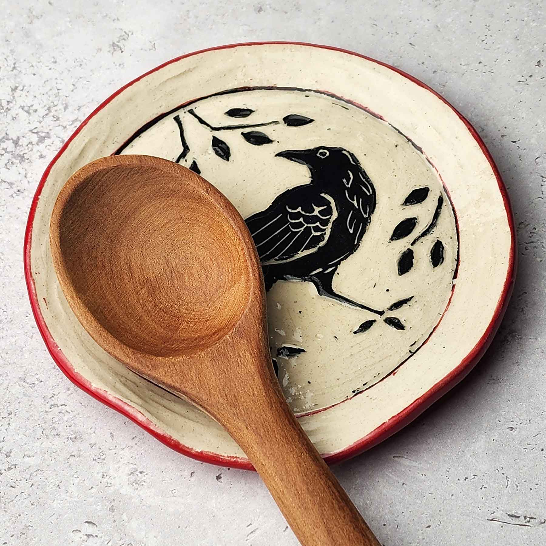 Spoon Rest With Walking Crow