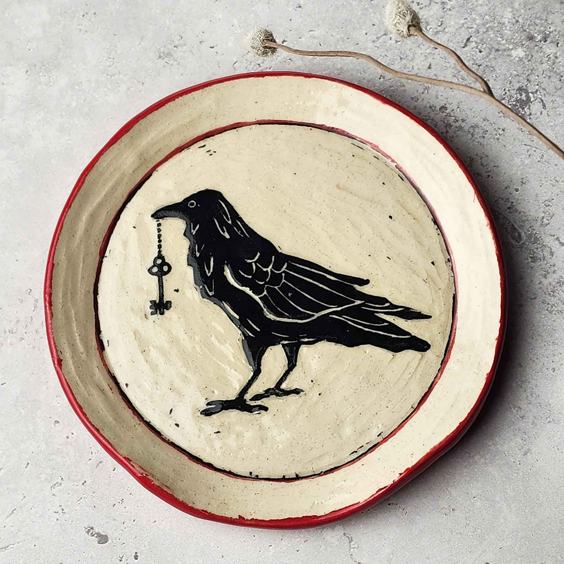 Spoon Rest With Crow & Key