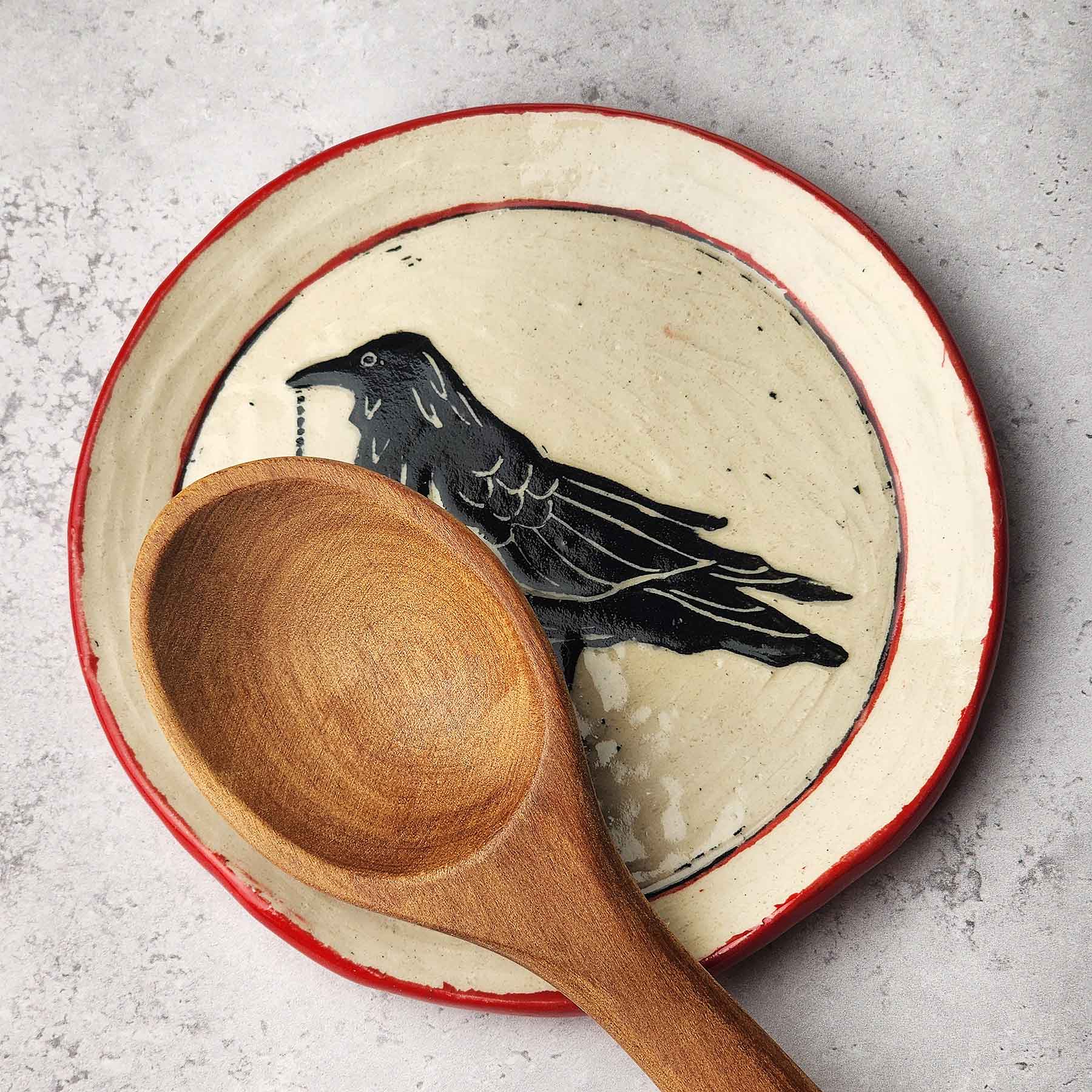 Spoon Rest With Crow & Key