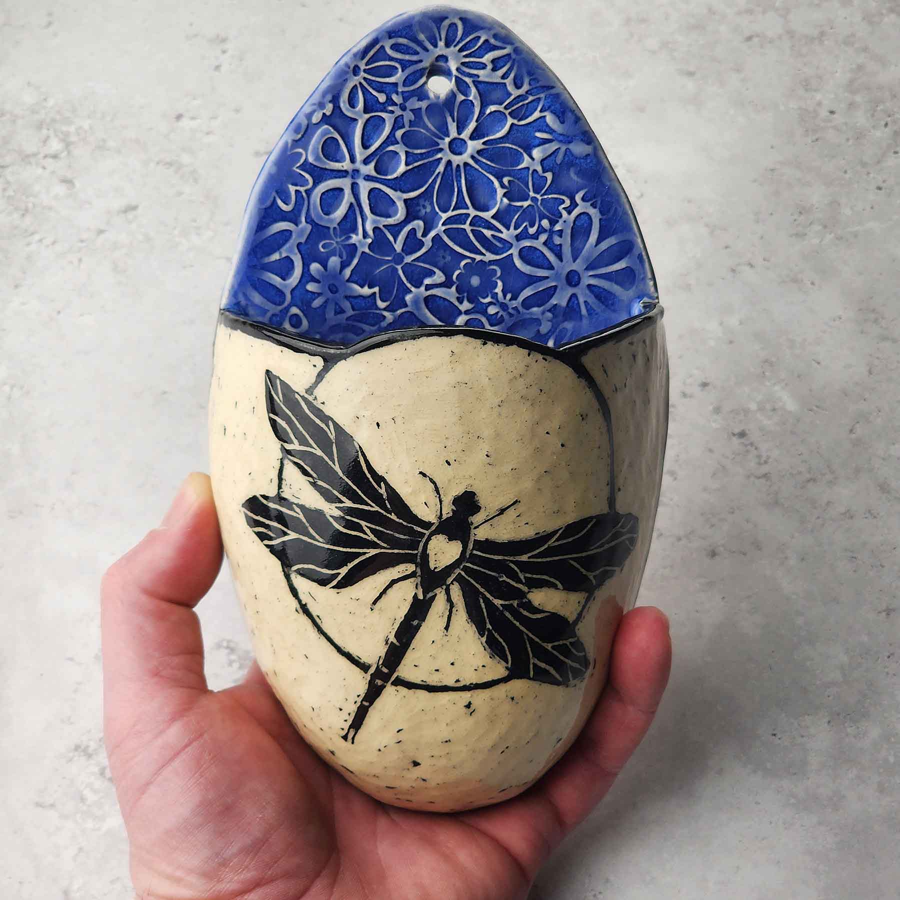 Wall Vase With Dragonfly