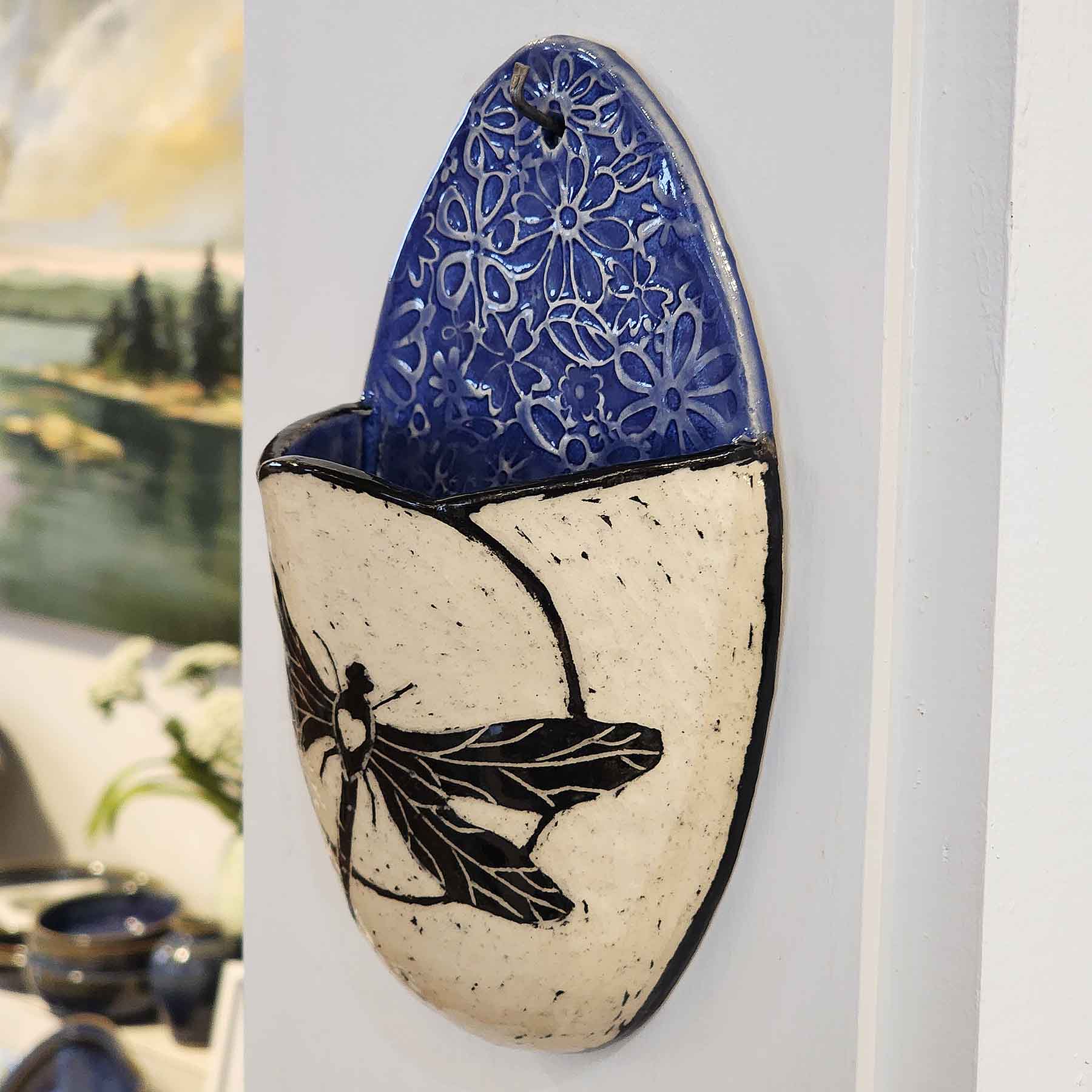 Wall Vase With Dragonfly