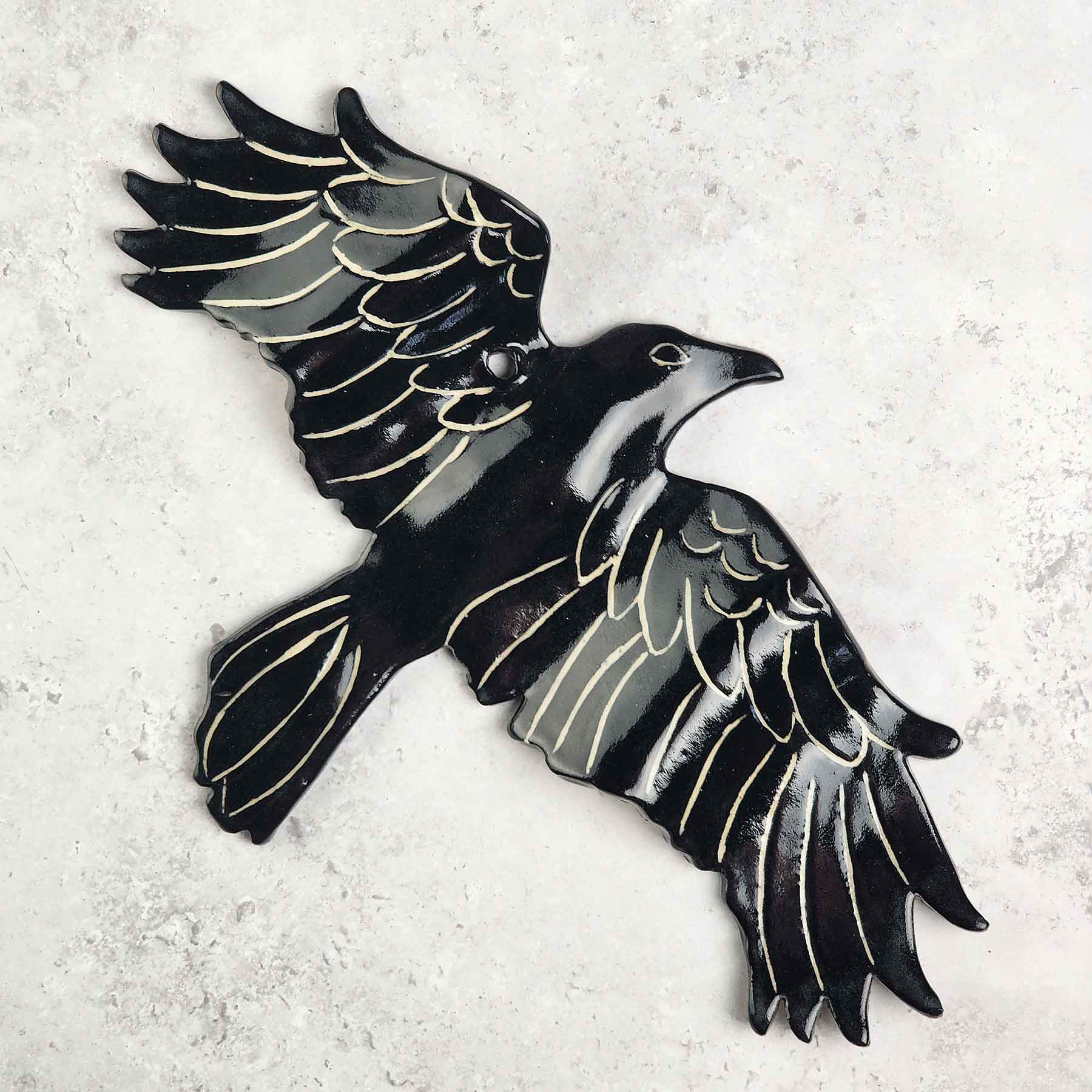 Wall Raven With Feathers