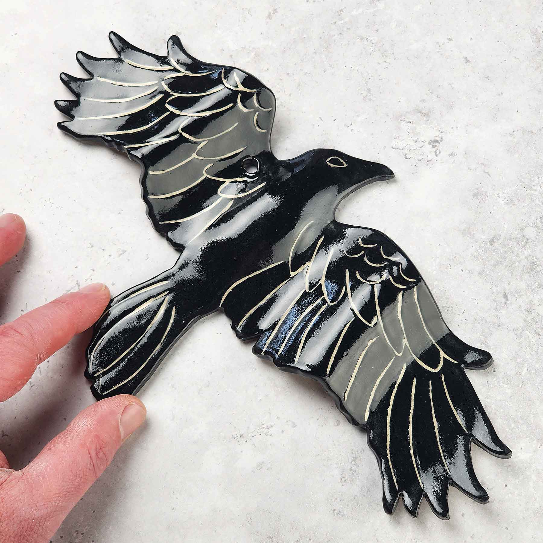 Wall Raven With Feathers