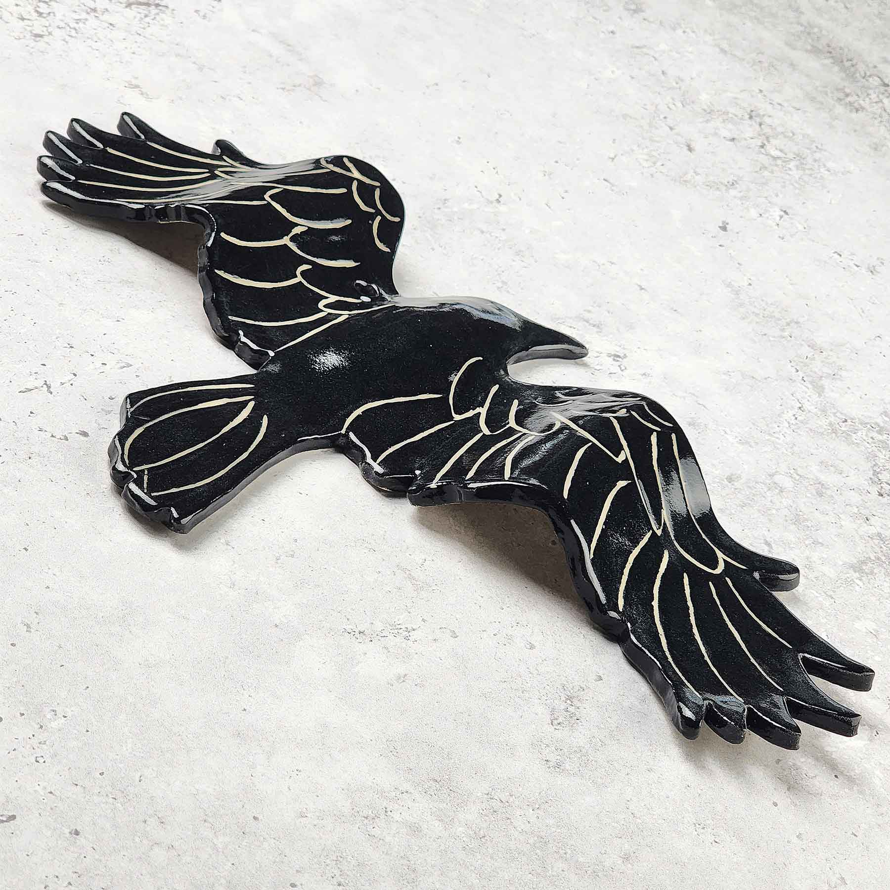 Wall Raven With Feathers