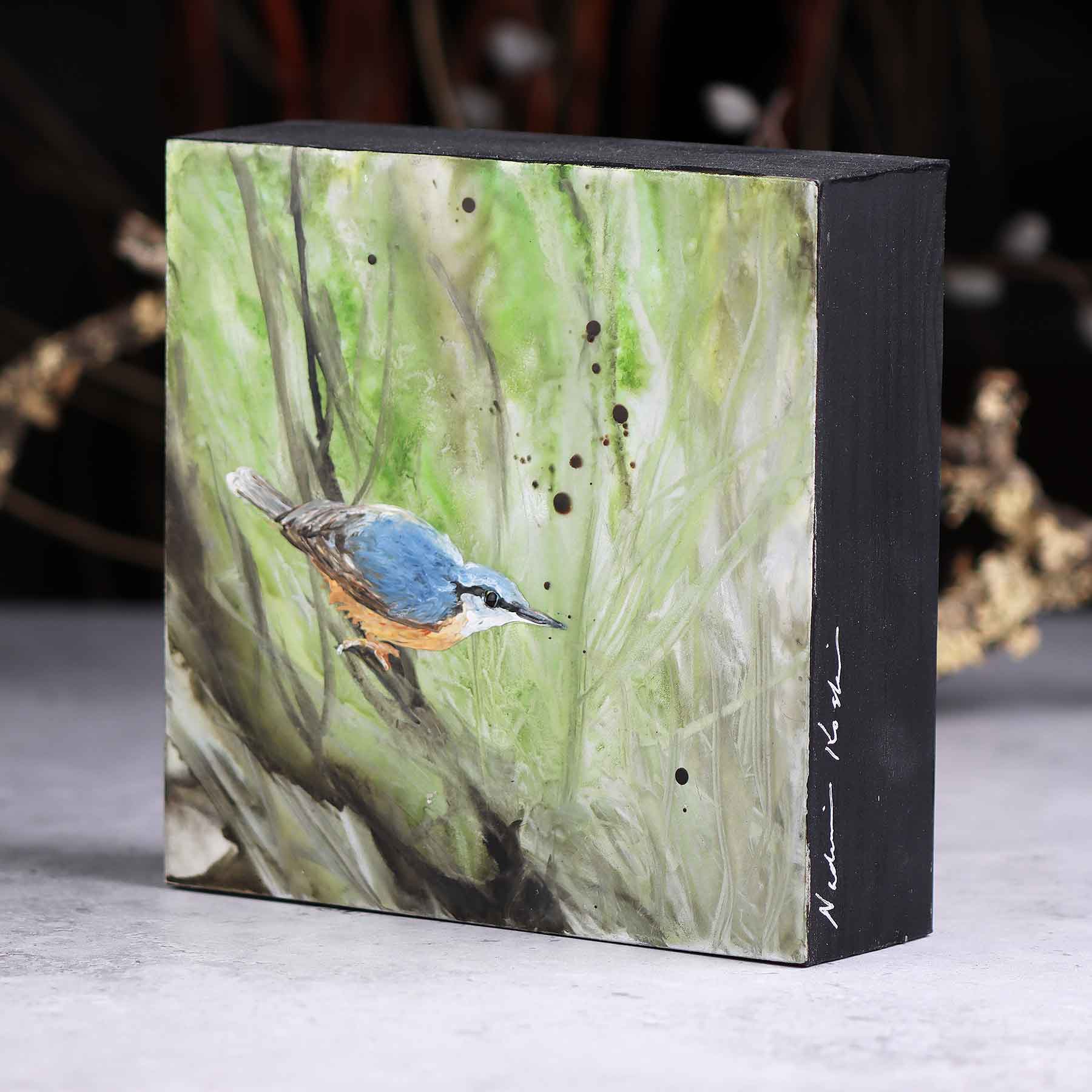 Nuthatch in Shrub, 6X6