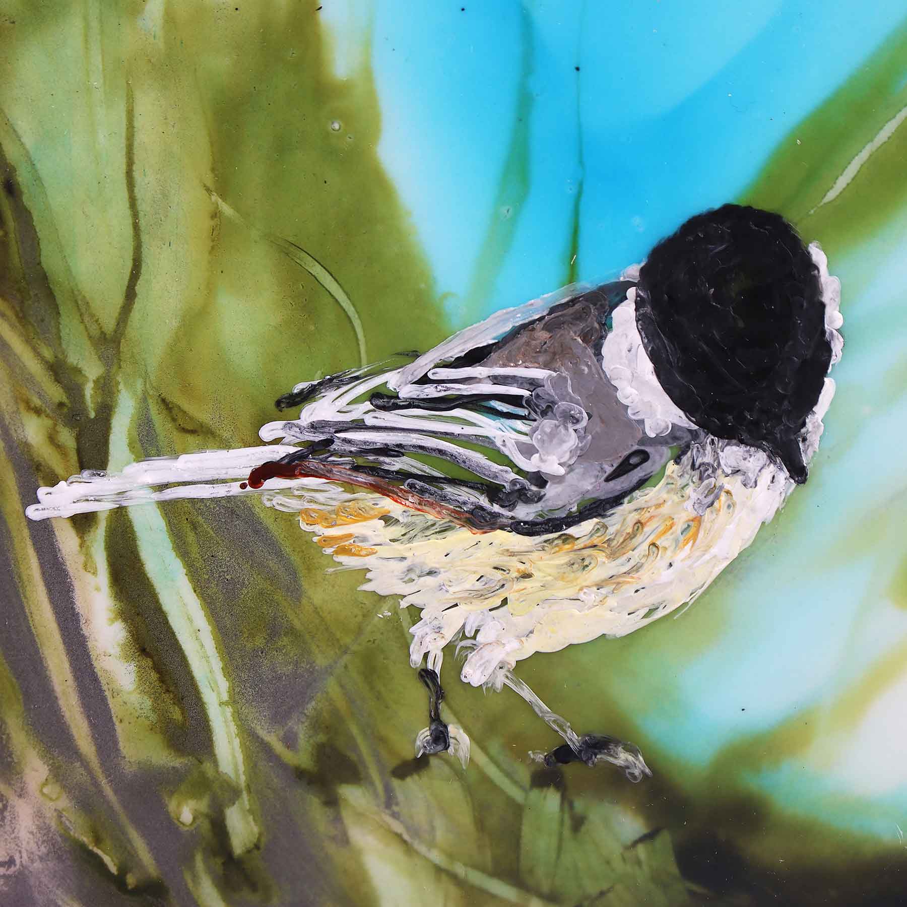 Chickadee Looking Down, 6X6