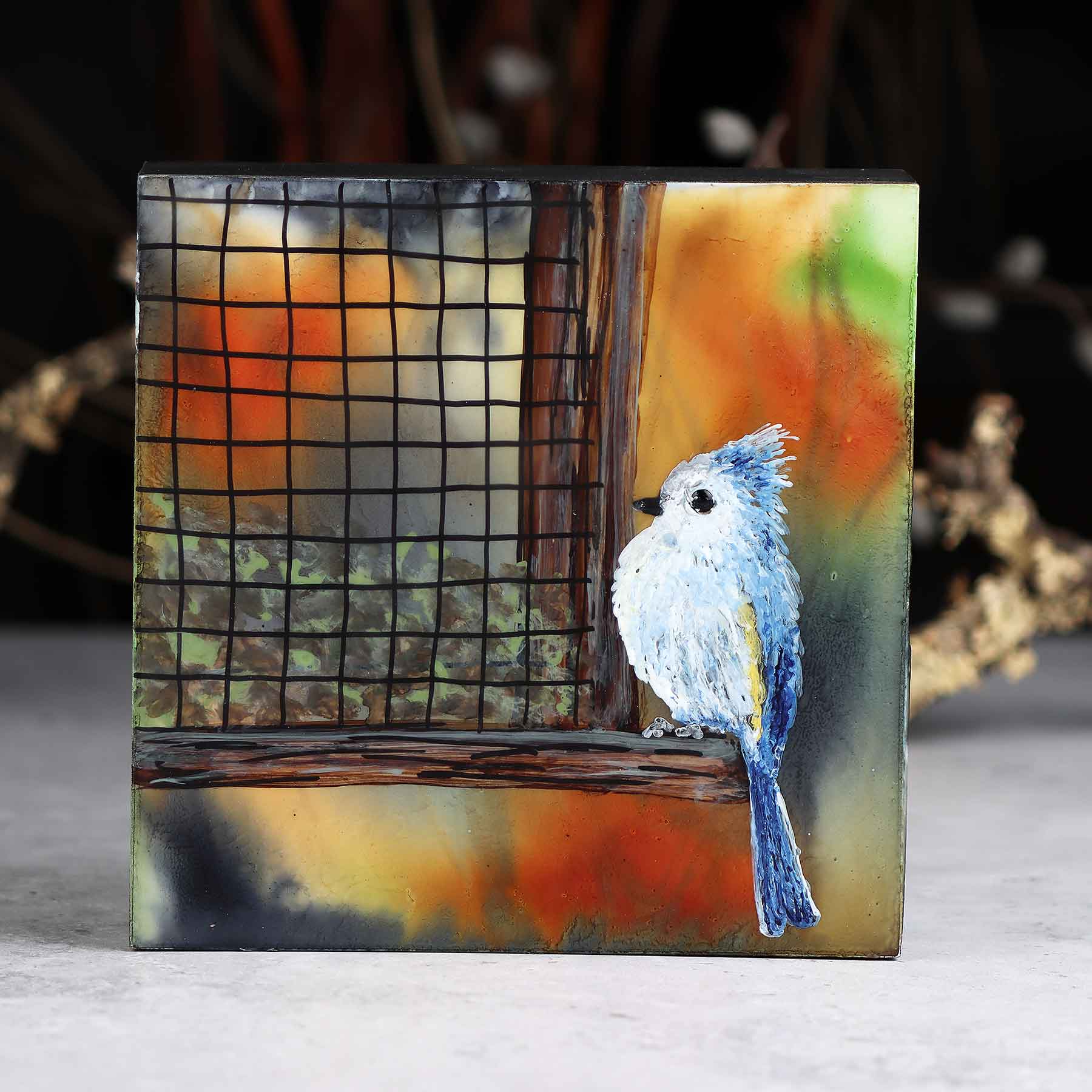 Tufted Titmouse With Feeder, 6X6