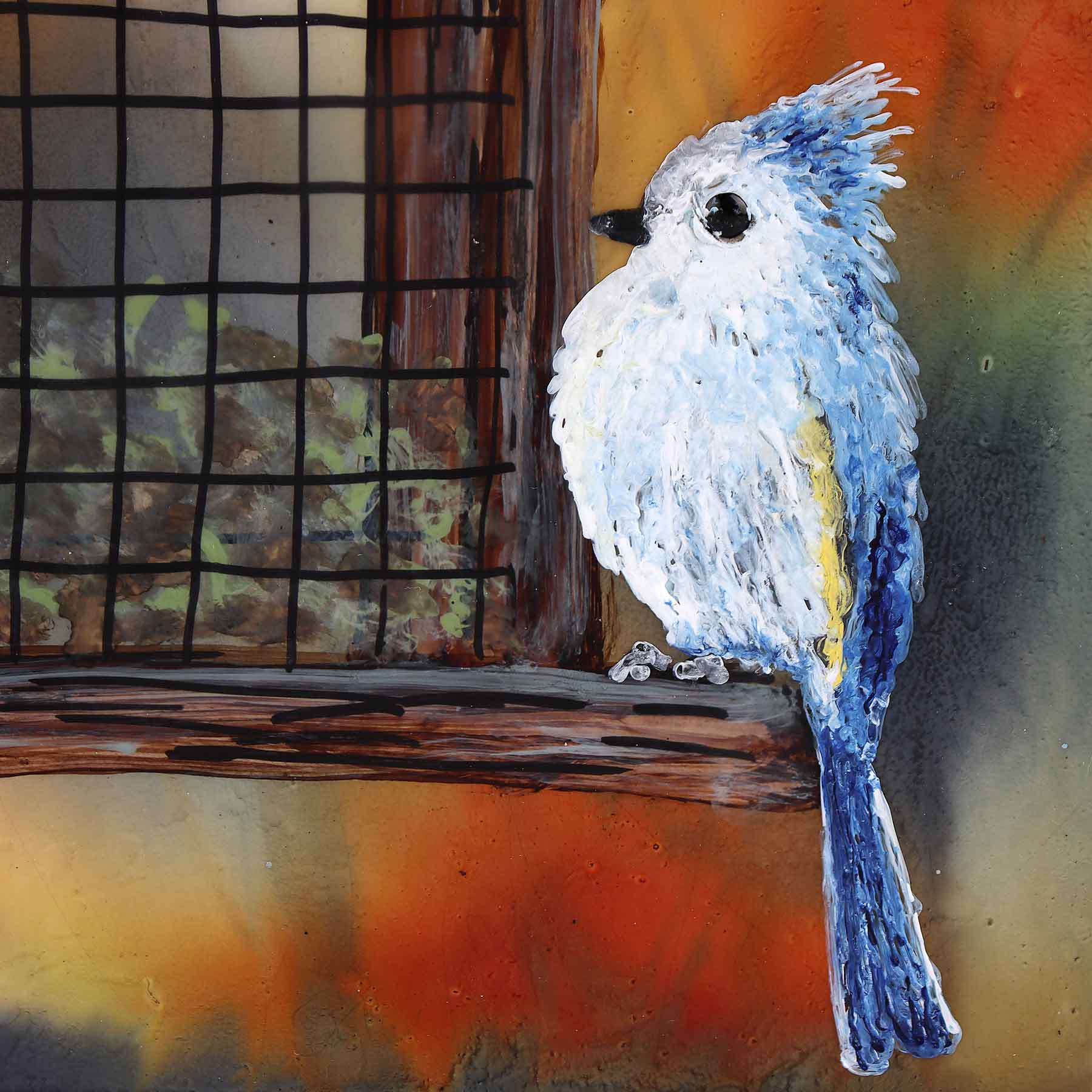 Tufted Titmouse With Feeder, 6X6