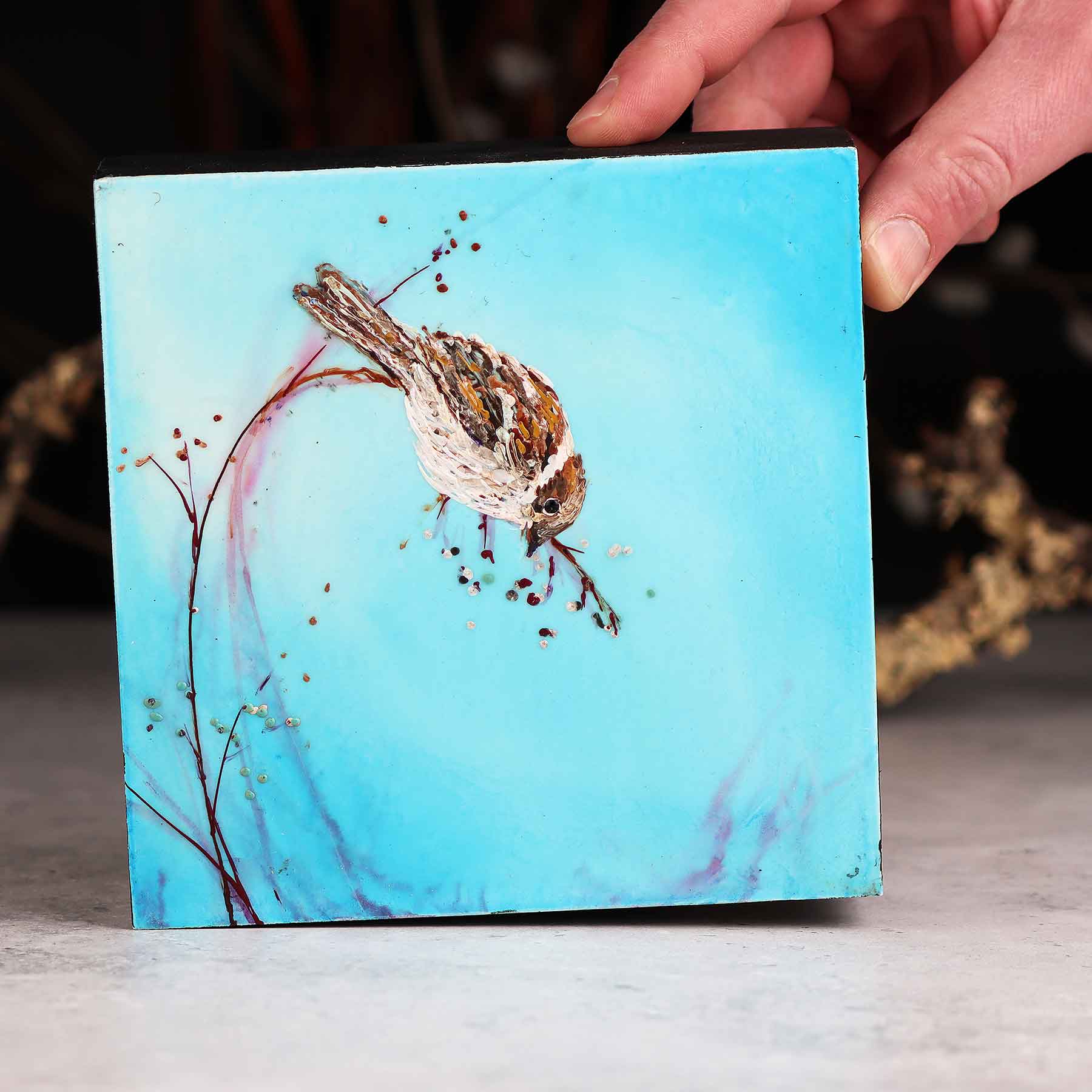 Perching Sparrow, 6X6