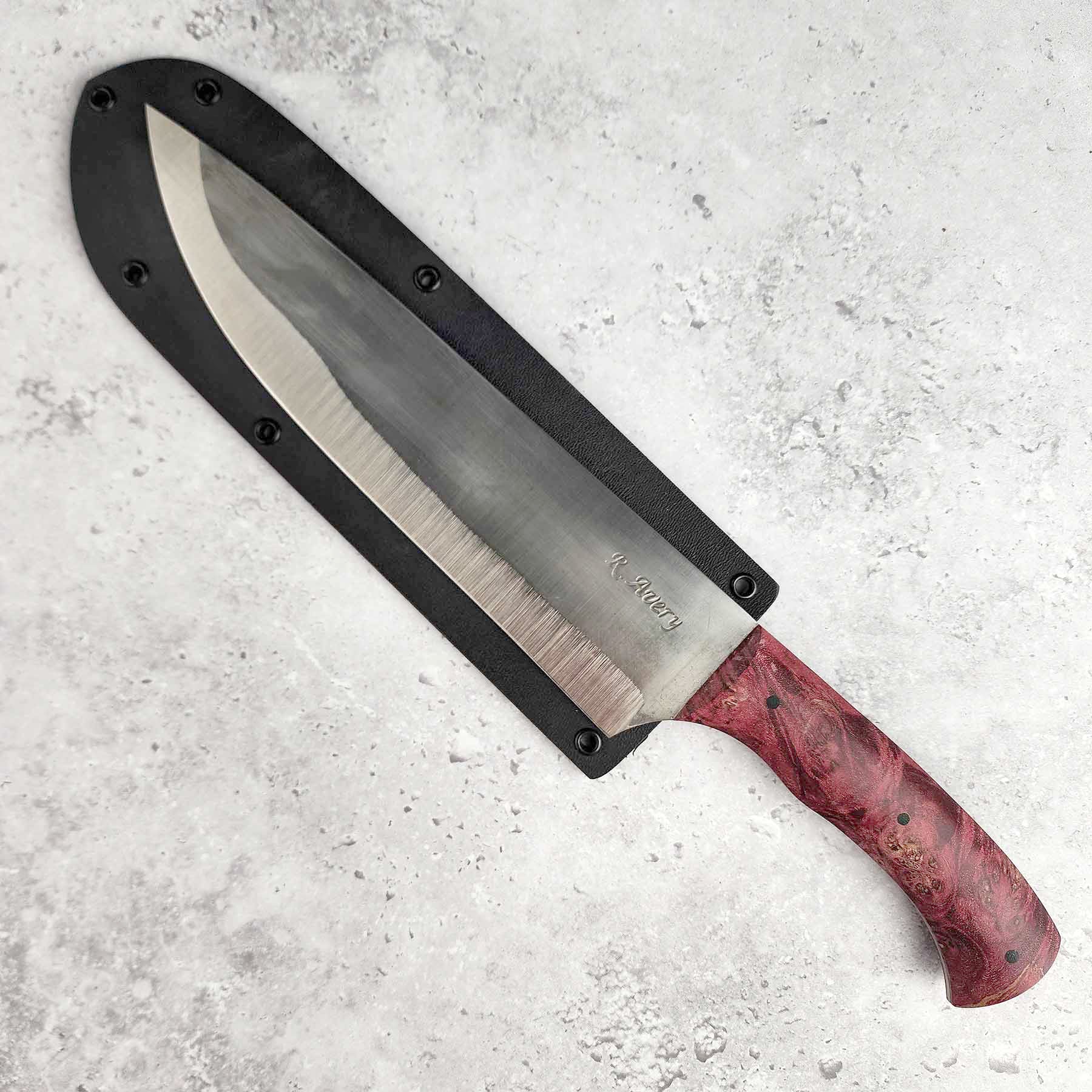 Dyed Red Maple Burl Chef Knife