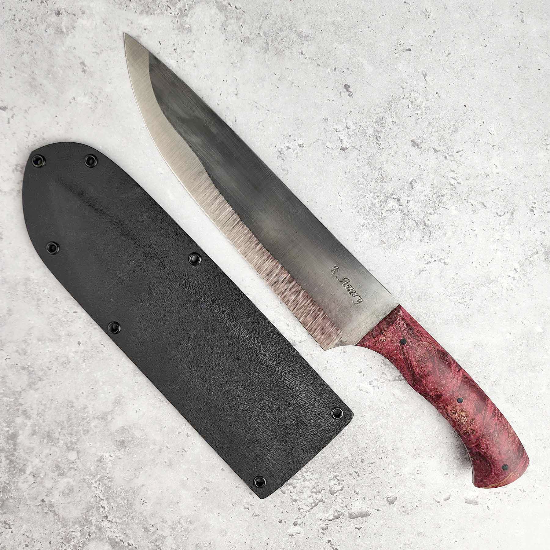 Dyed Red Maple Burl Chef Knife