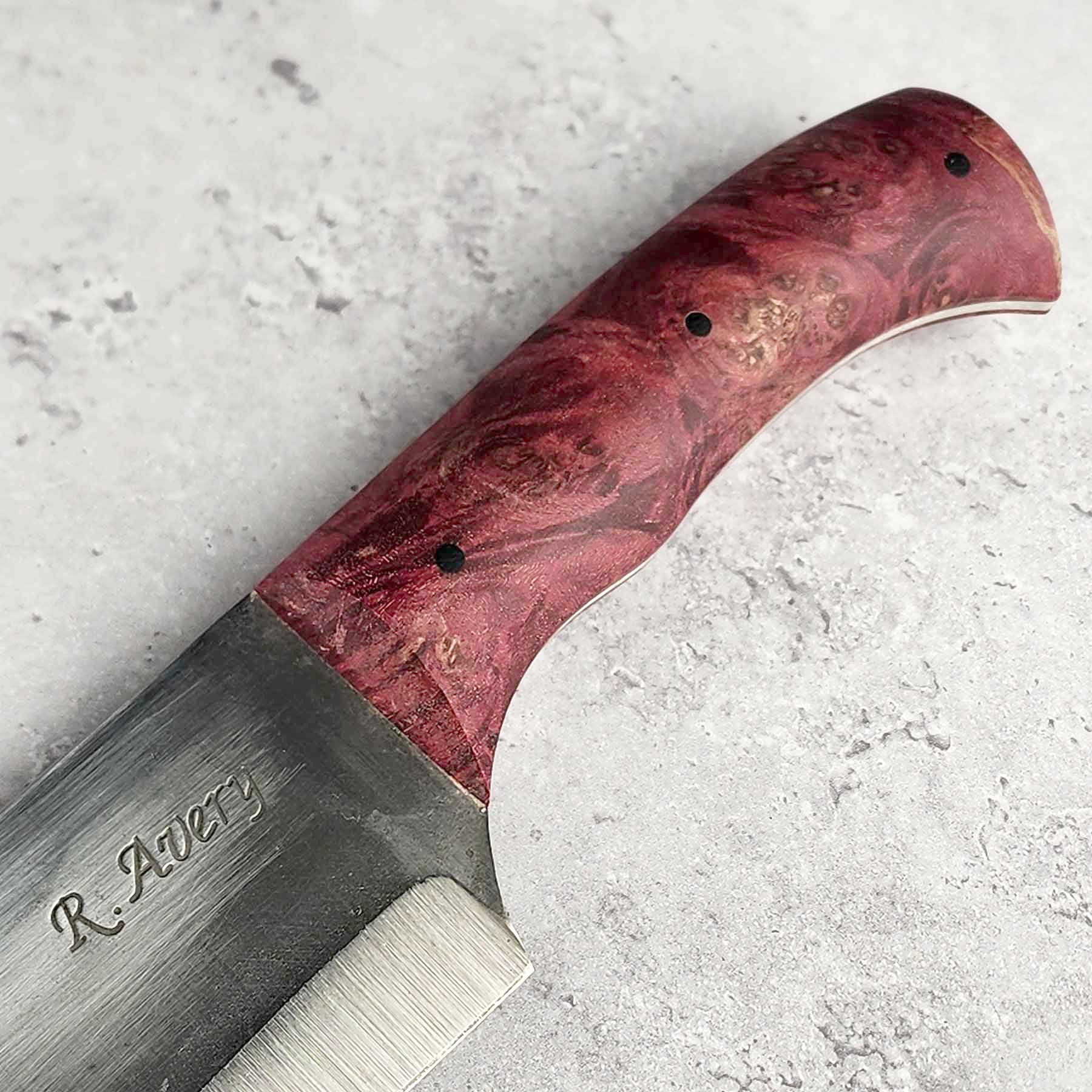 Dyed Red Maple Burl Chef Knife