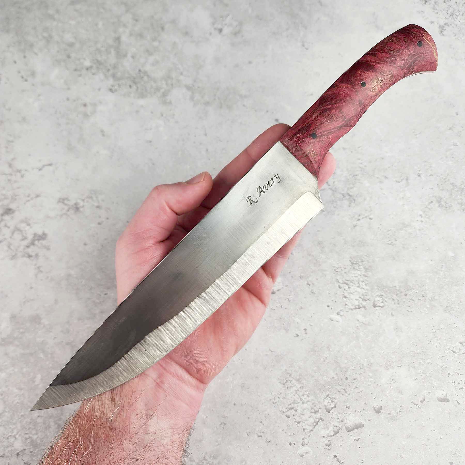 Dyed Red Maple Burl Chef Knife