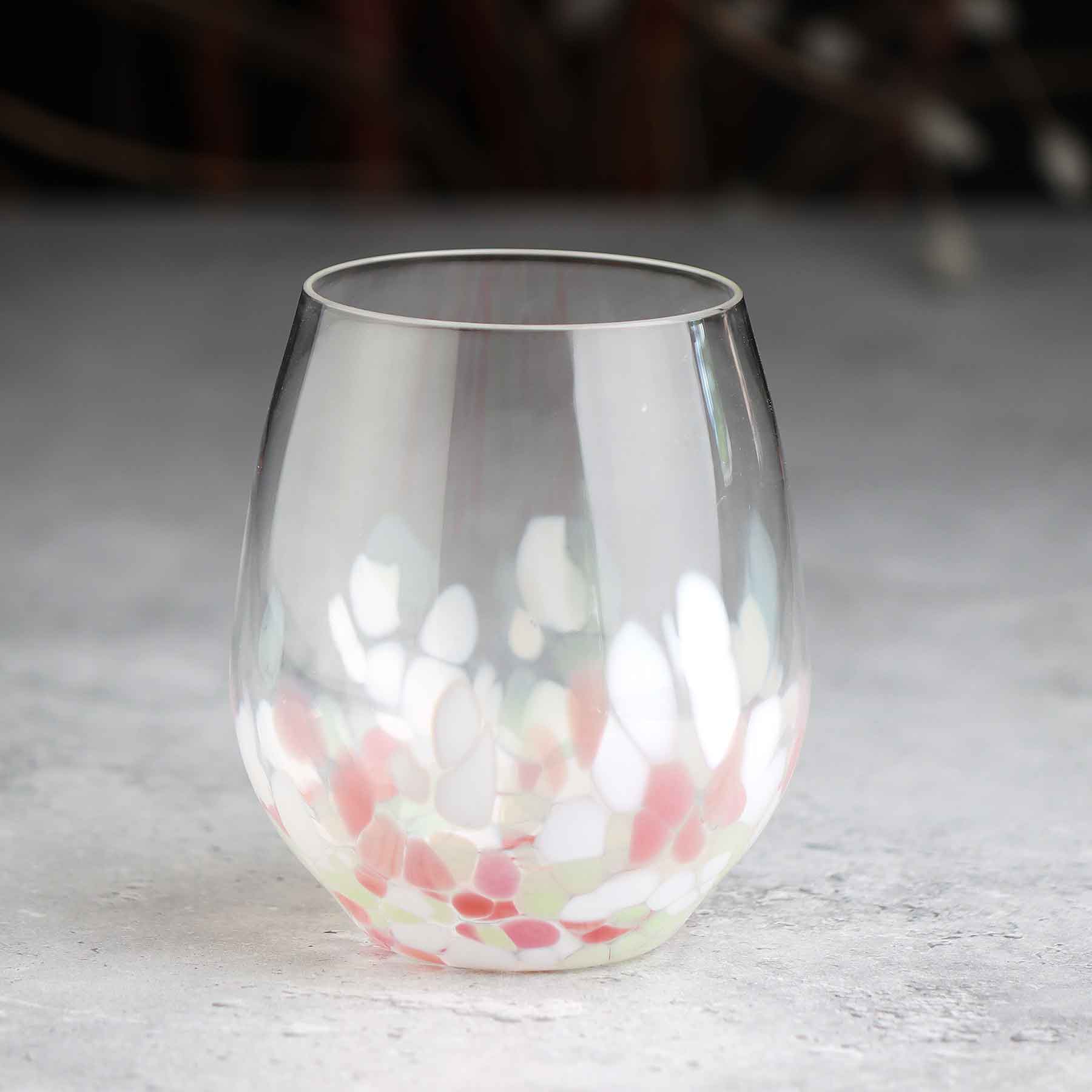 Stemless Wine Glass in Mottled Whites