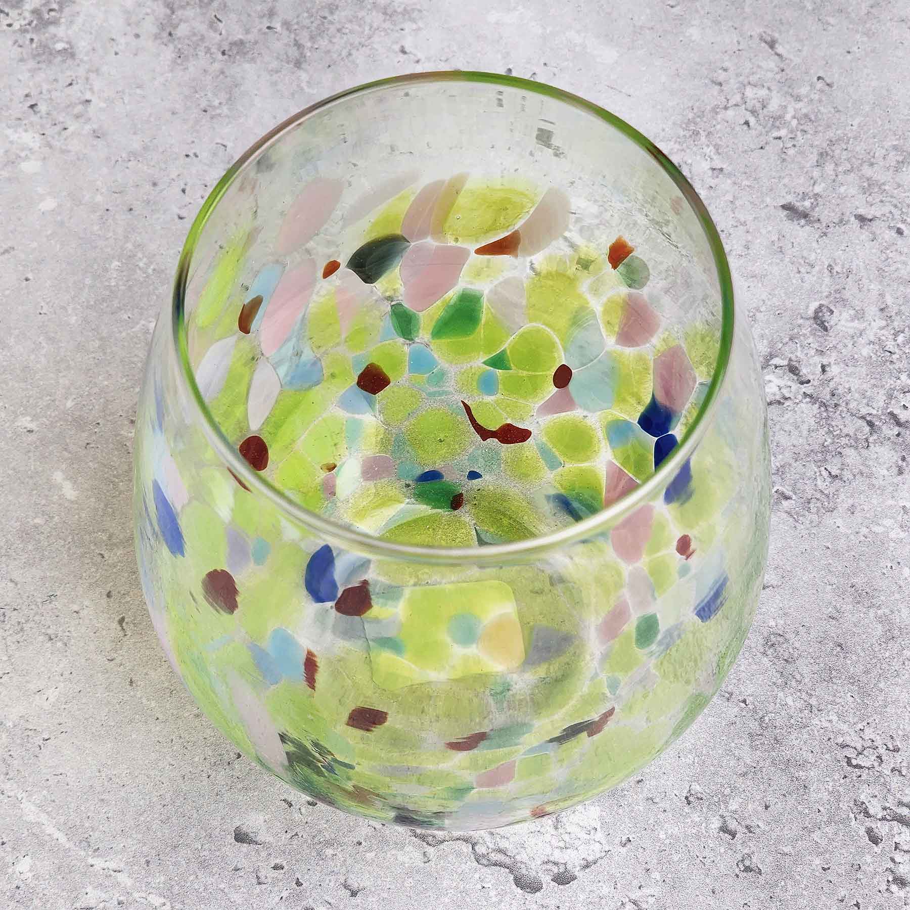 Stemless Wine Glass in Mottled Whites