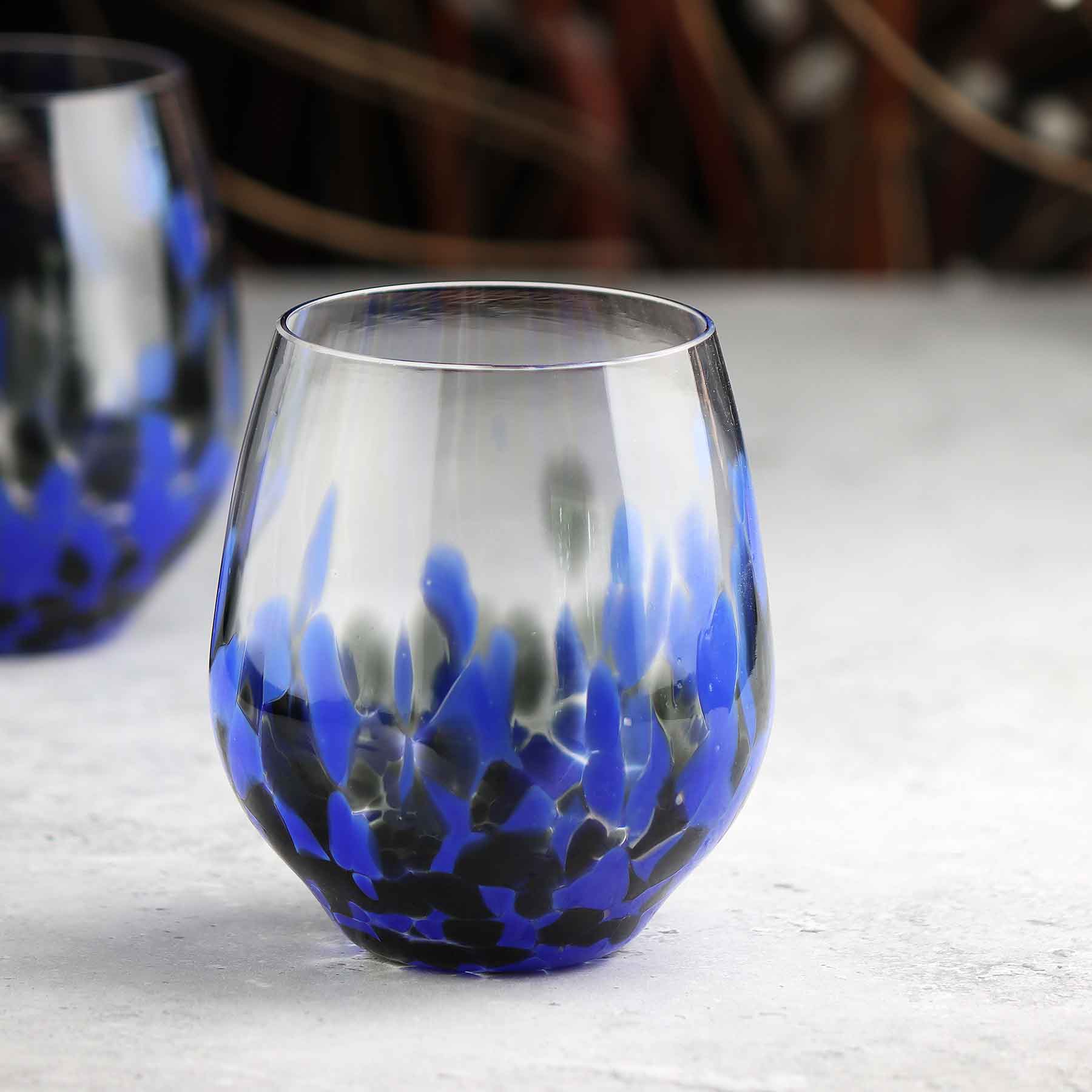 Stemless Wine Glass in Mottled Whites